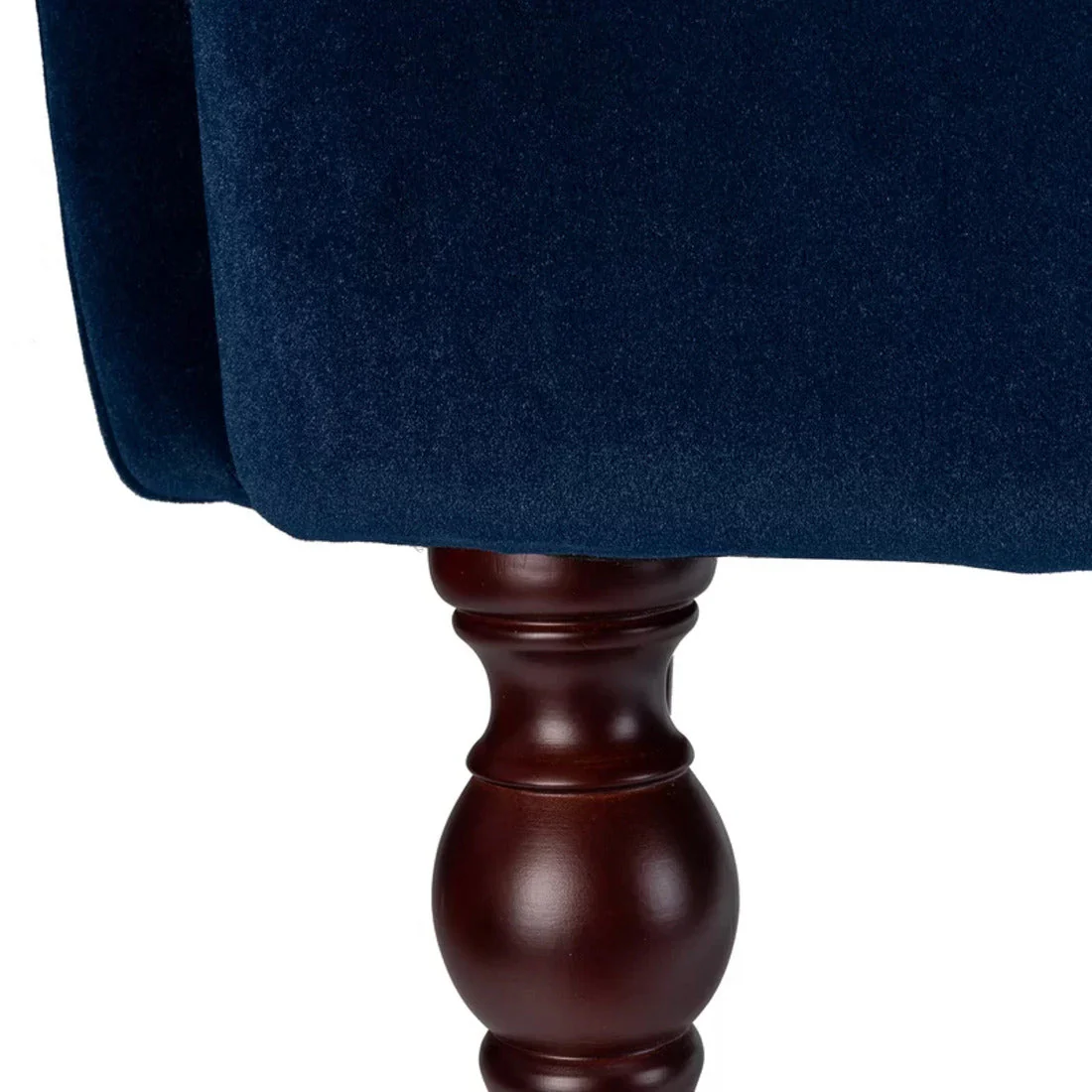 Detailed Tufted Super Comfy Navy Blue Velvet Sofa Lounge Chair - Image 5