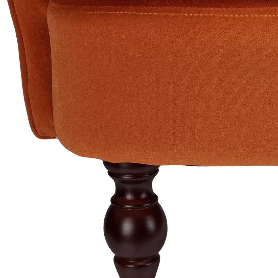 Detailed Tufted Super Comfy Orange Velvet Sofa Lounge Chair - Image 6