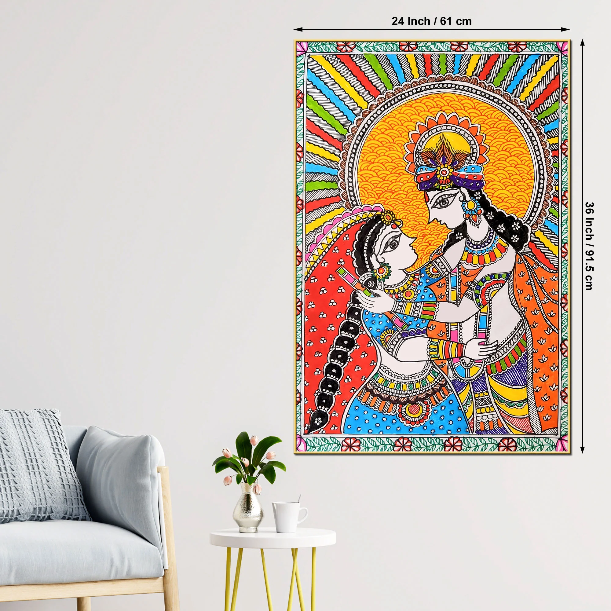 Devotion Radha Krishna Canvas Painting - Image 5