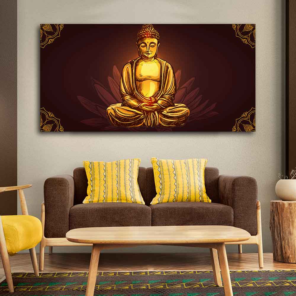 Devotional Buddha Meditating Canvas Wall Painting - Image 2
