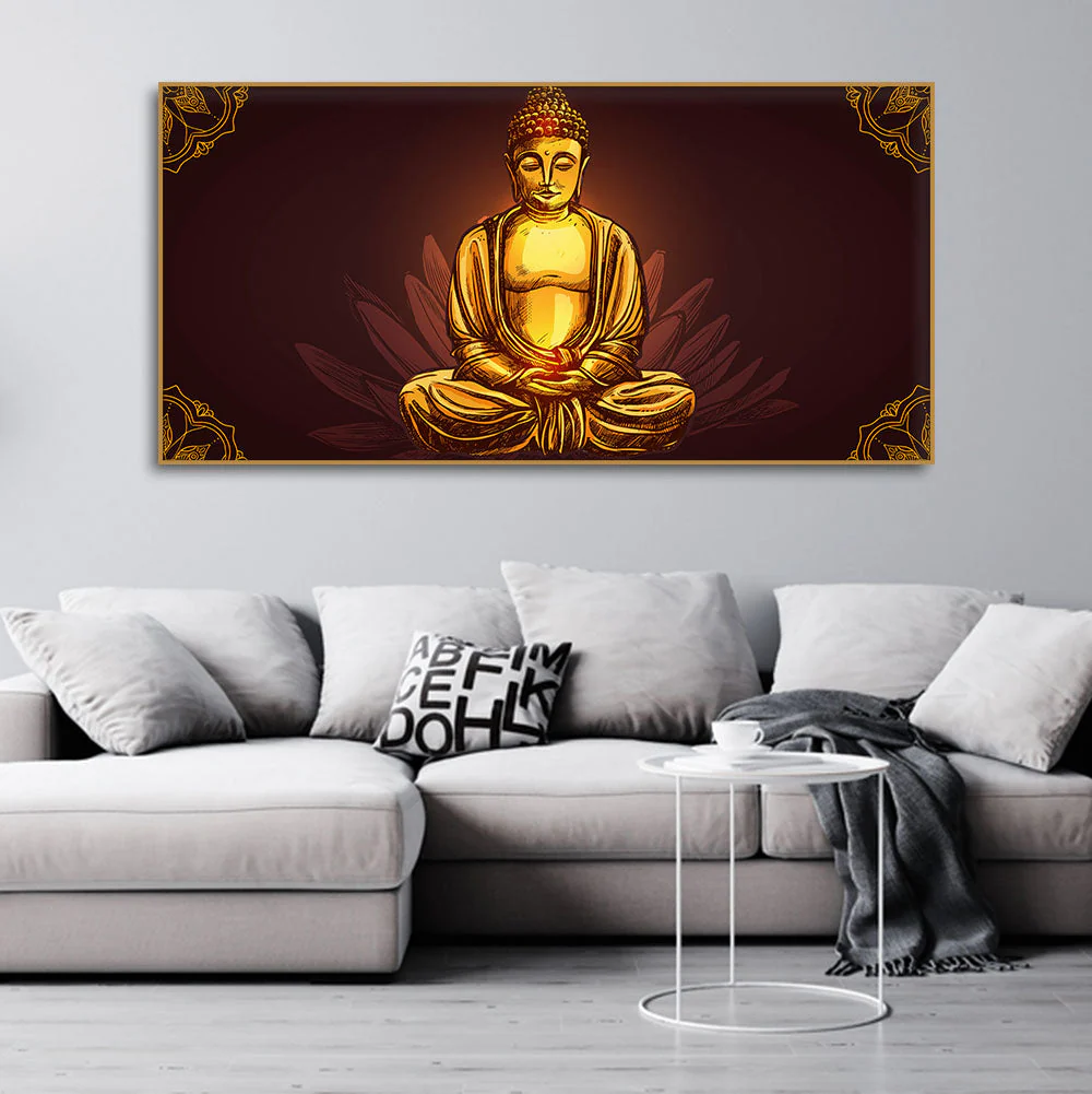 Devotional Buddha Meditating Canvas Wall Painting - Image 3