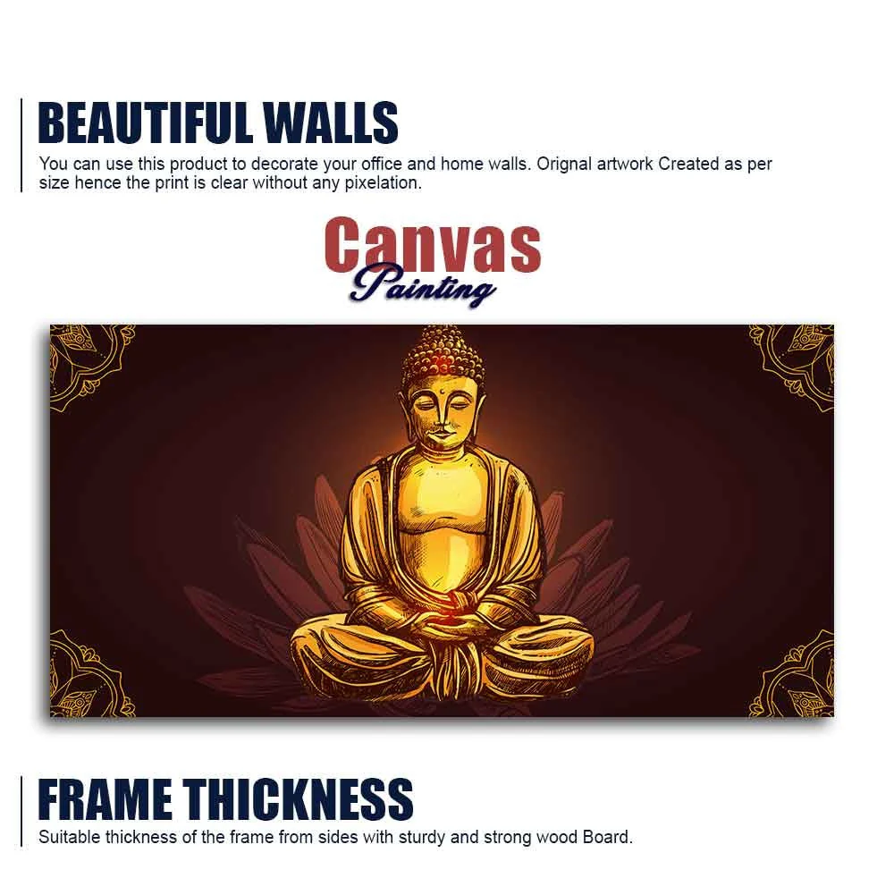 Devotional Buddha Meditating Canvas Wall Painting - Image 6