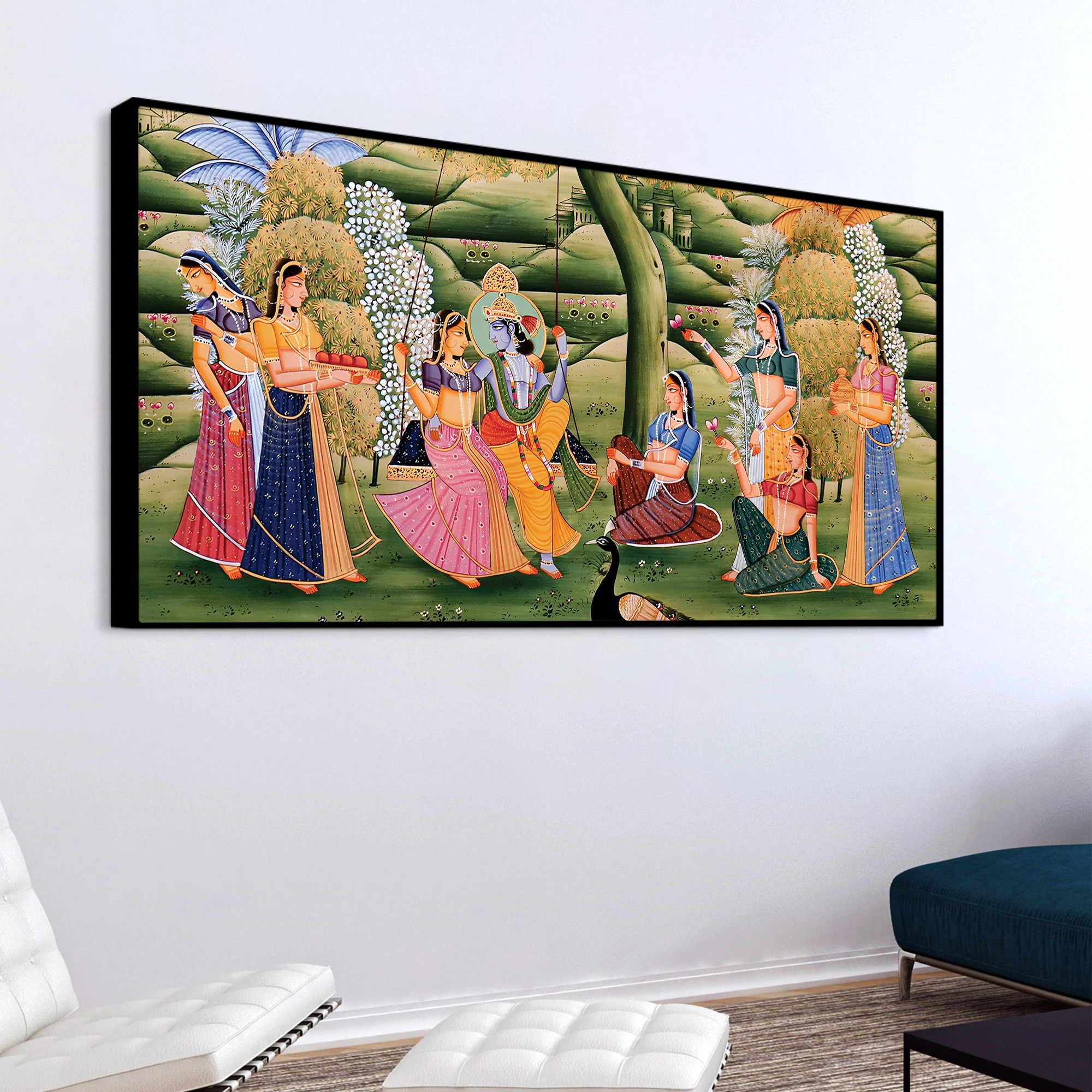 Devotional Krishna Raasleela Wall Painting - Image 4