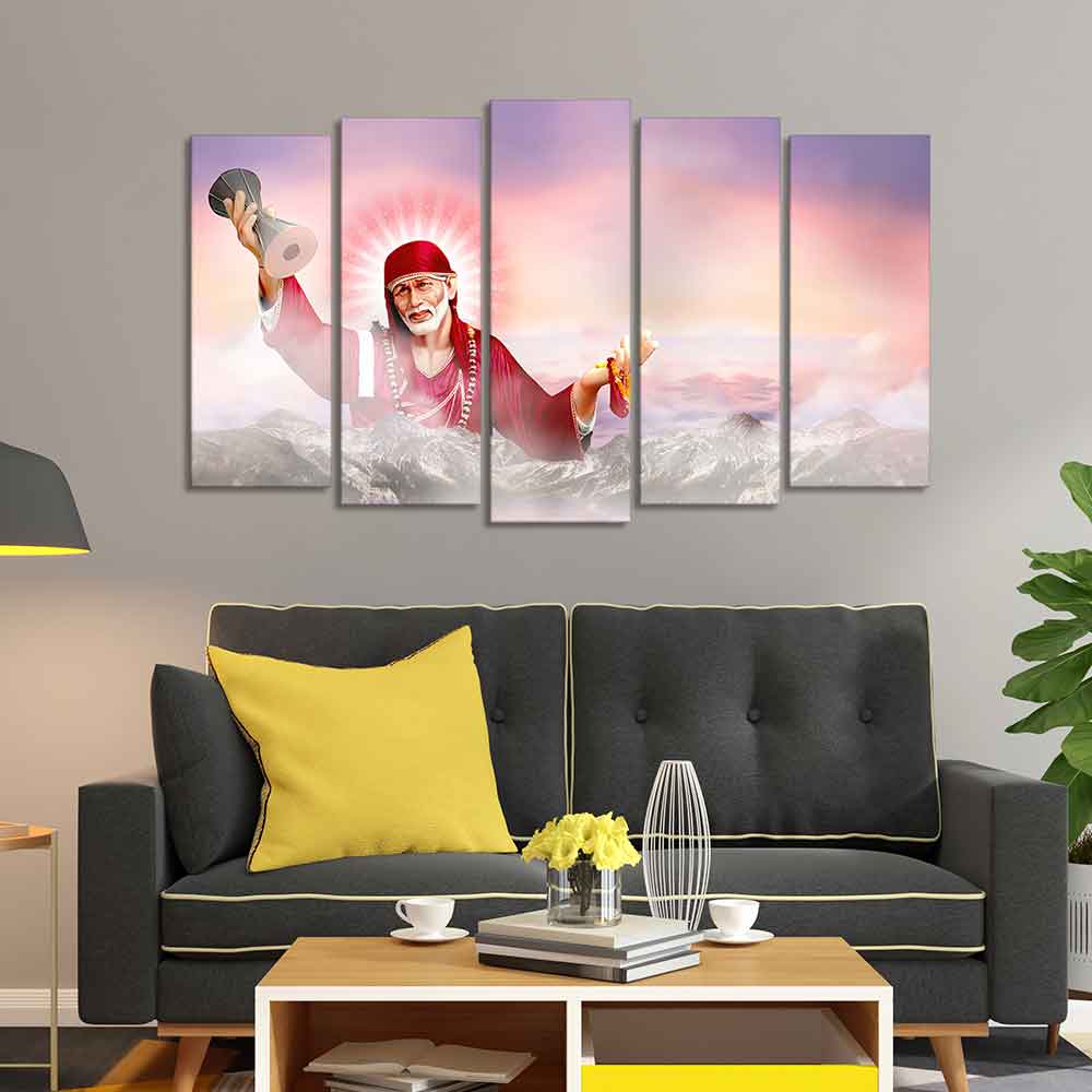 Devotional Wall Painting of Sai Baba Set of Five - Image 3