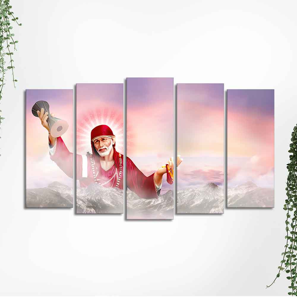 Devotional Wall Painting of Sai Baba Set of Five - Image 5