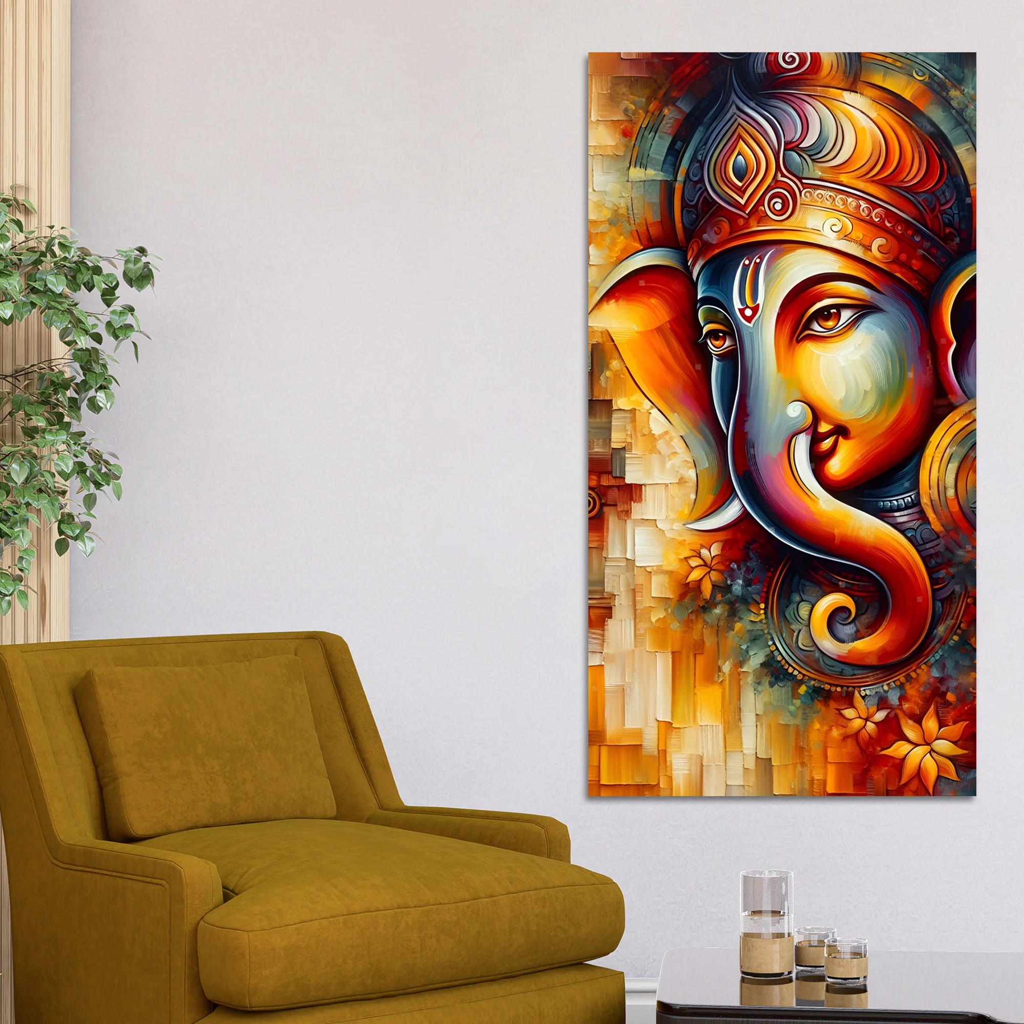 Divine Art of Lord Ganesha Premium Canvas Wall Painting - Image 3