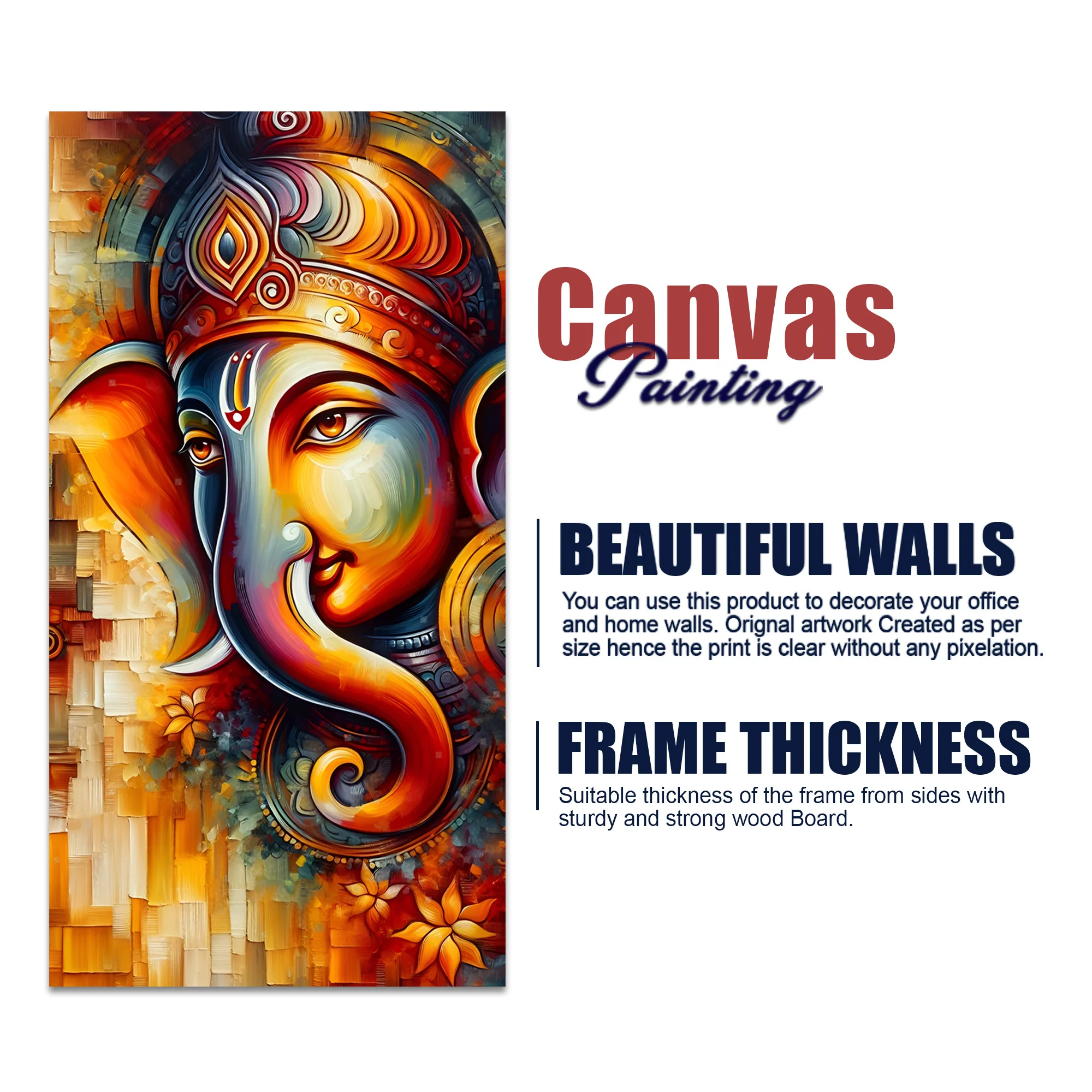 Divine Art of Lord Ganesha Premium Canvas Wall Painting - Image 5
