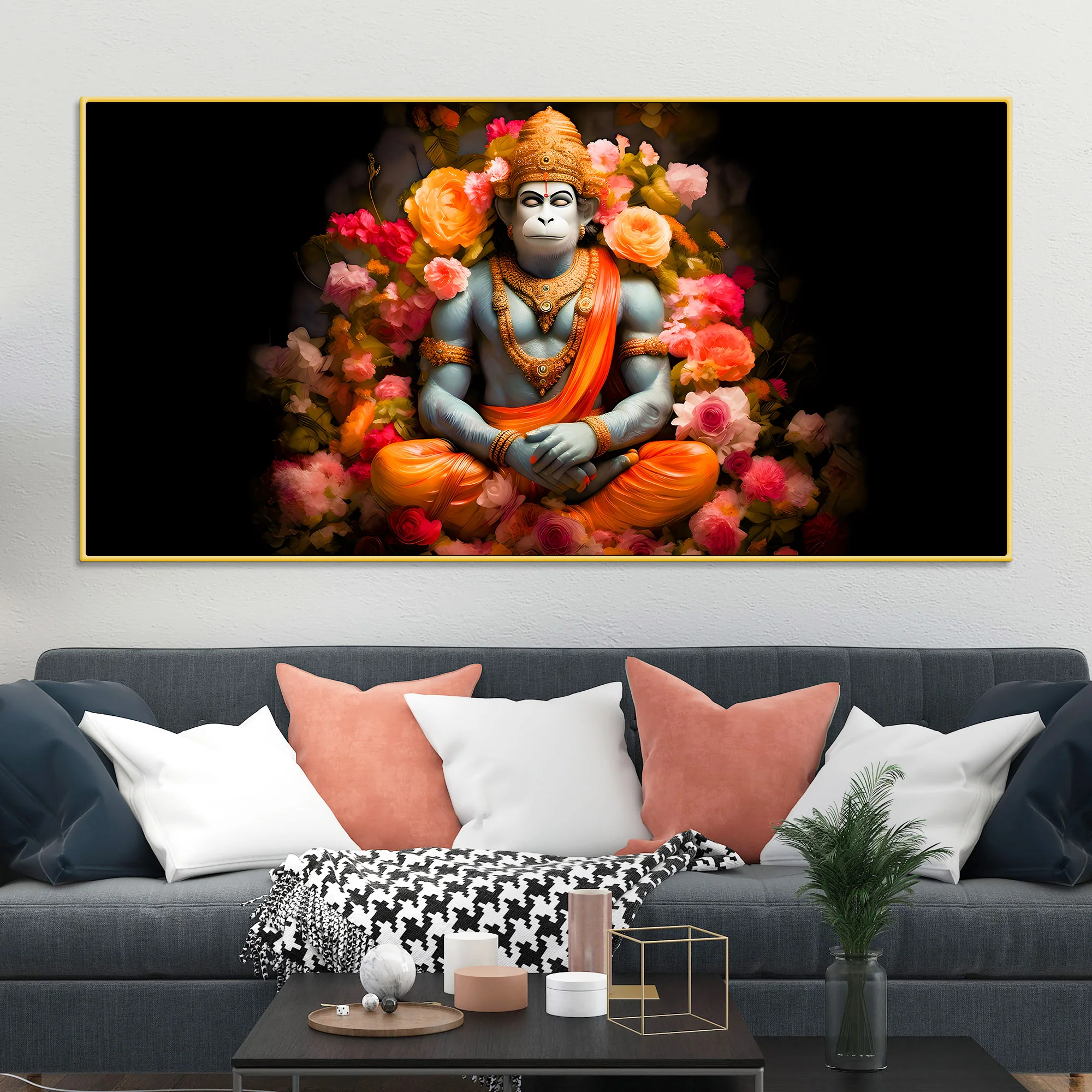 Divine Bajrangbali Calm Pose Canvas for Home & Temple Decor - Image 2