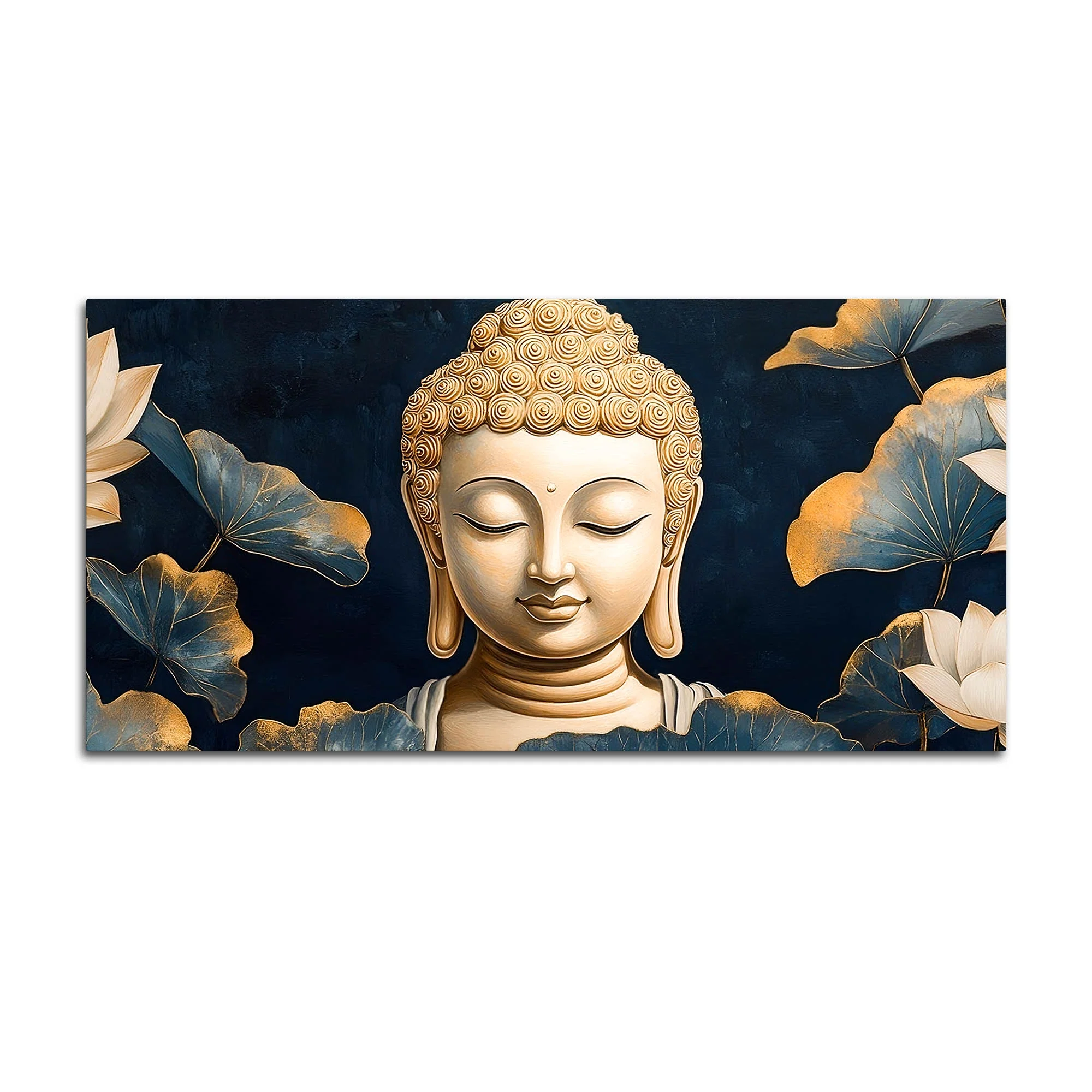 Divine Buddha Face Canvas Painting – Peaceful Spiritual Wall Art - Image 4