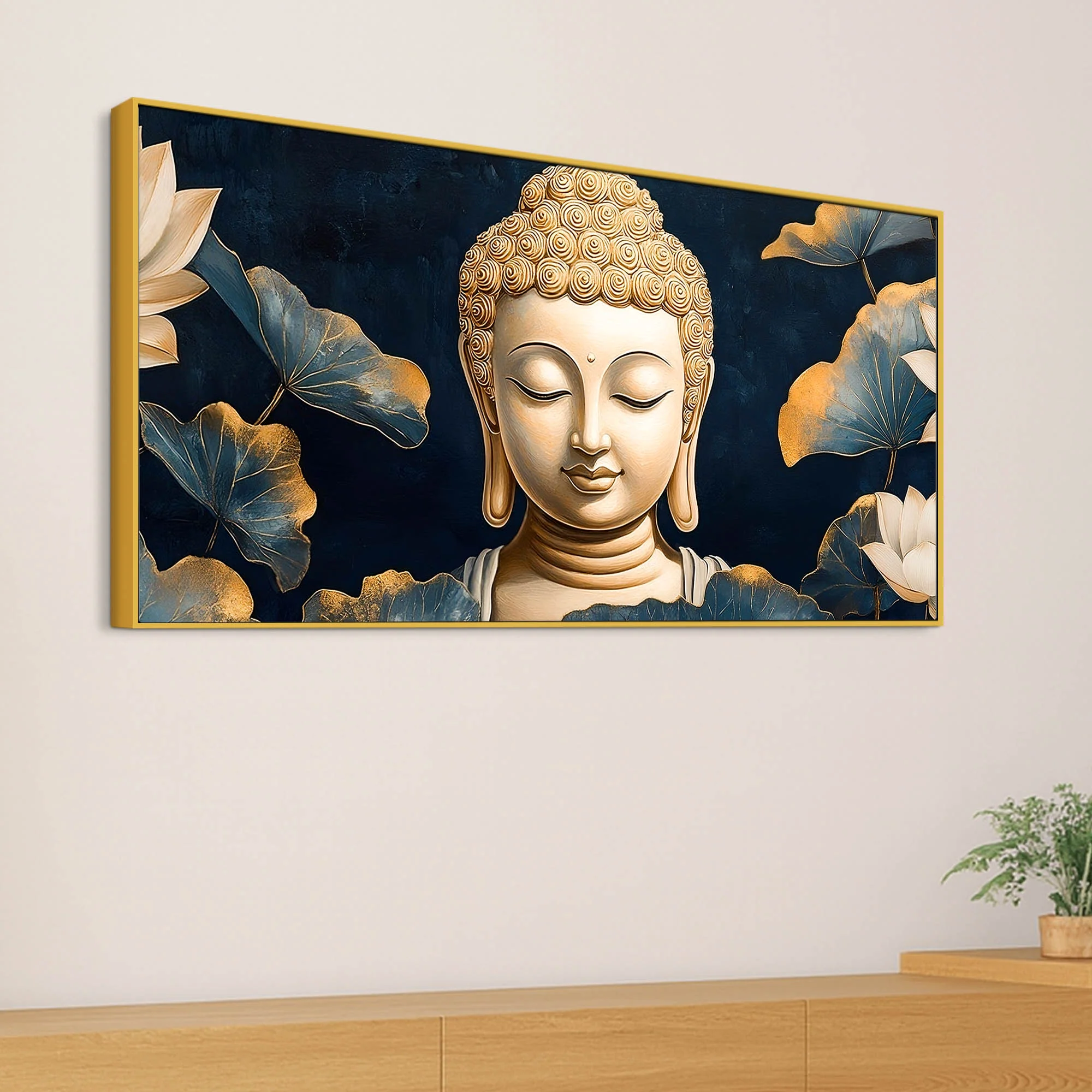 Divine Buddha Face Canvas Painting – Peaceful Spiritual Wall Art - Image 5