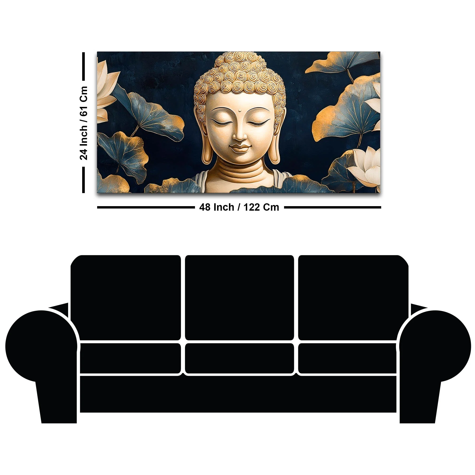 Divine Buddha Face Canvas Painting – Peaceful Spiritual Wall Art - Image 8