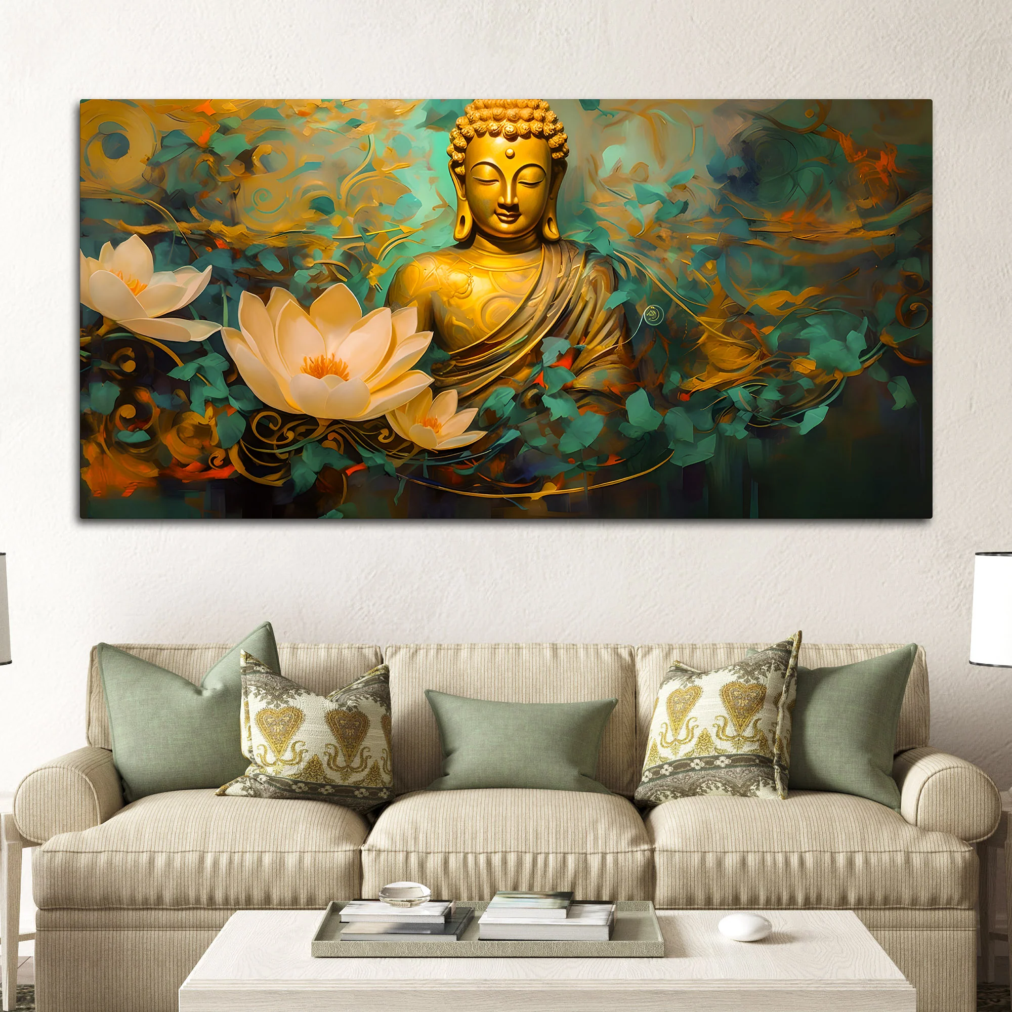 Divine Buddha Lotus Wall Painting for Calm & Spiritual Spaces - Image 3