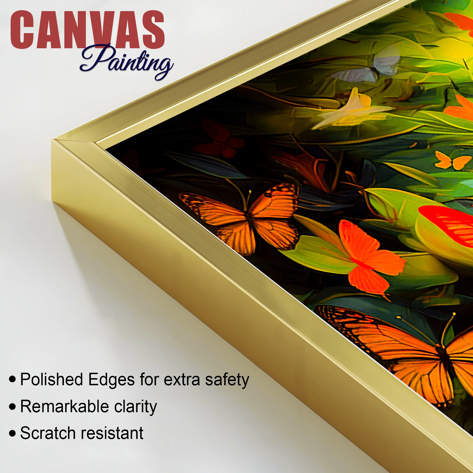Divine Buddha Wall Painting with Butterfly & Green Nature Theme - Image 6