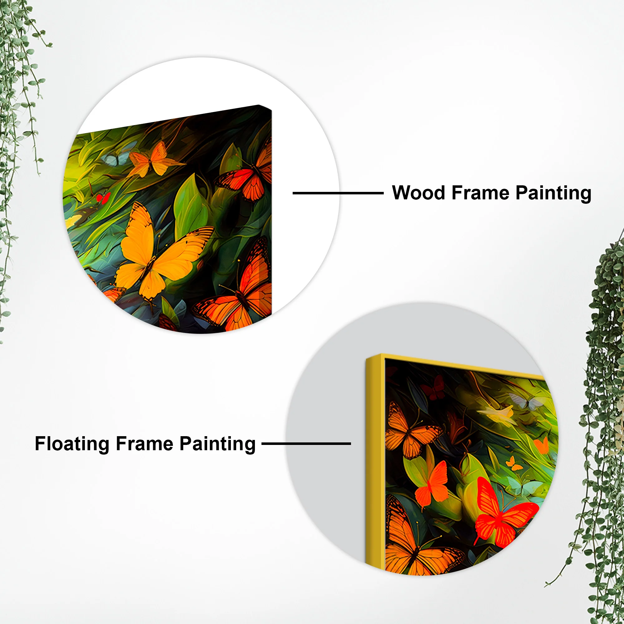 Divine Buddha Wall Painting with Butterfly & Green Nature Theme - Image 7