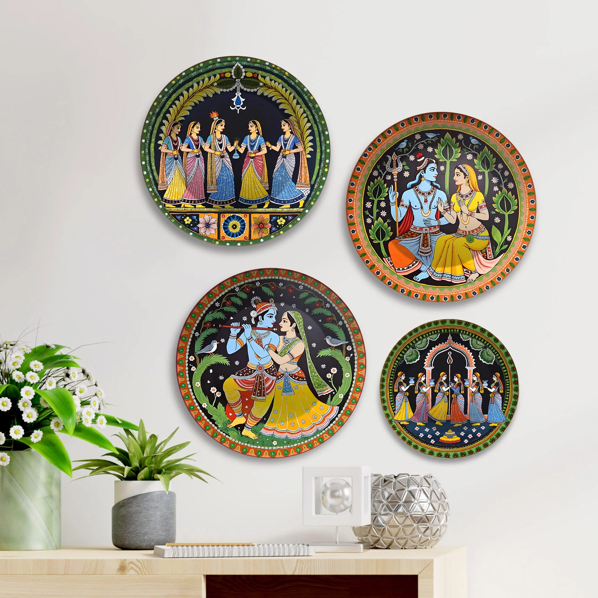 Divine Couples Sacred Love Premium Wall Plates Painting Set of Four - Image 3