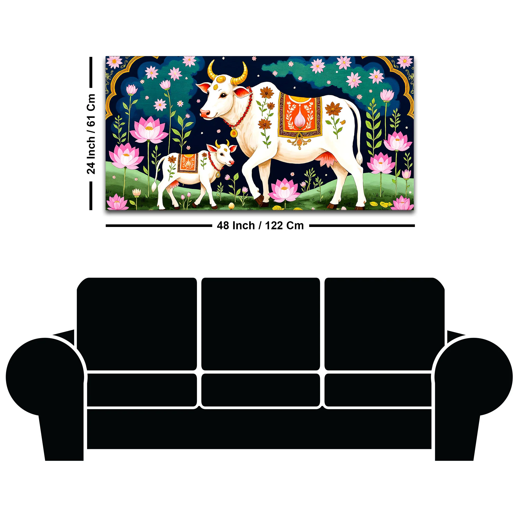 Divine Cow & Calf Pichwai Painting | Positive Energy Wall Decor - Image 8