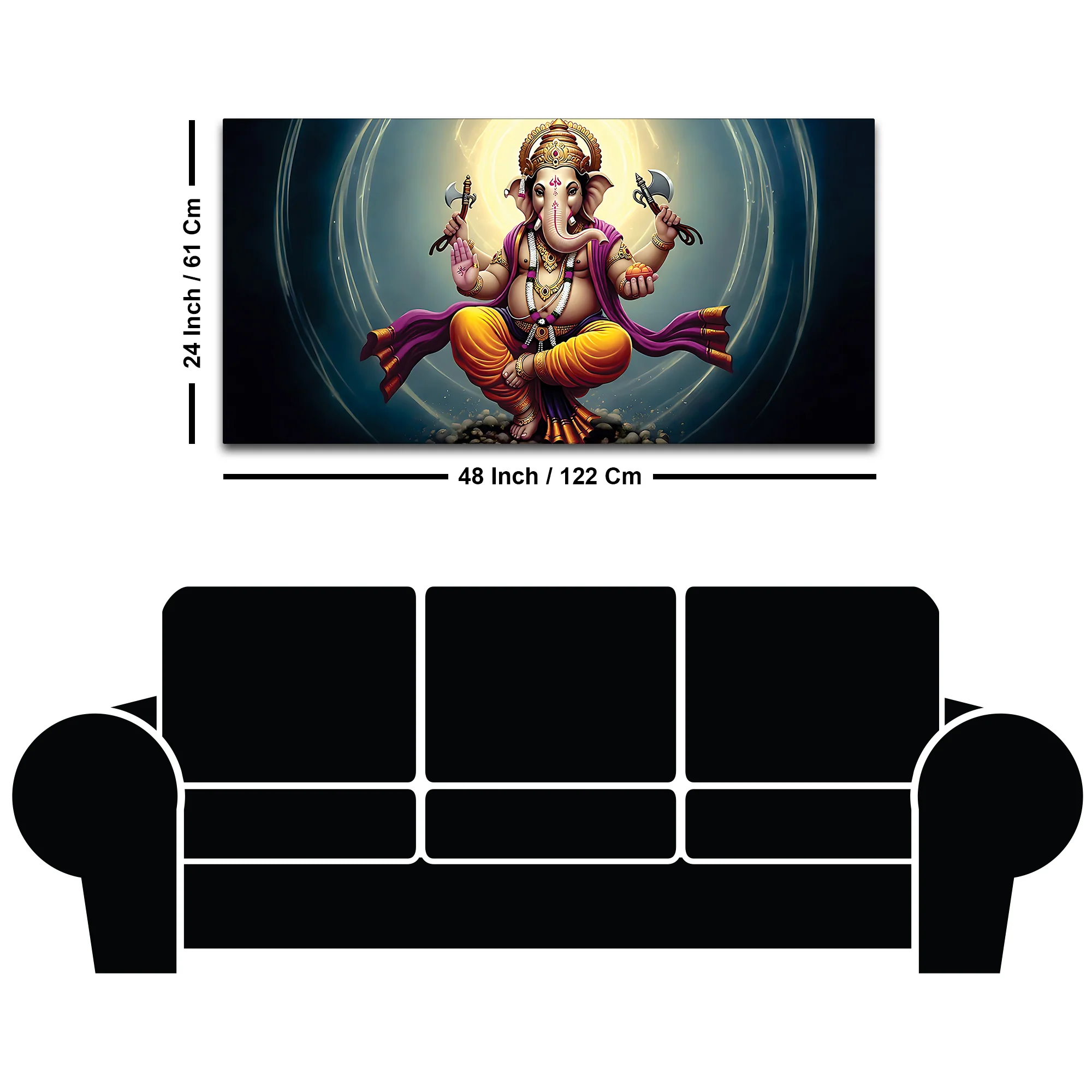 Divine Dancing Vighnaharta Ganpati Bappa Canvas Wall Painting for Home & Pooja Spaces – Modern Religious Wall Decor - Image 8