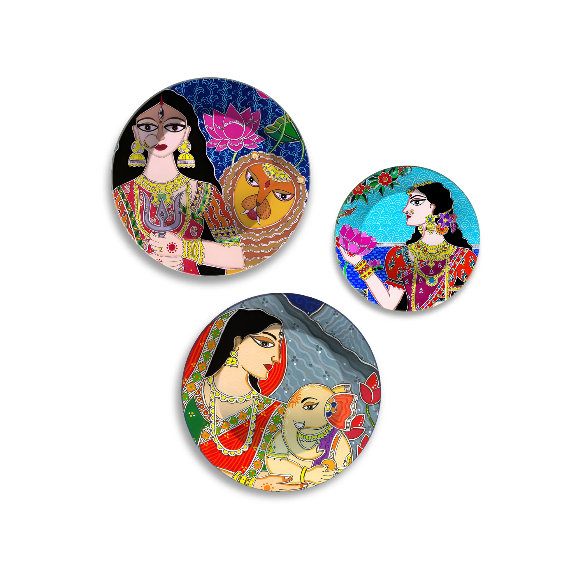 Divine Feminine Power & Peace Premium Wall Plates Painting Set of 3 - Image 4