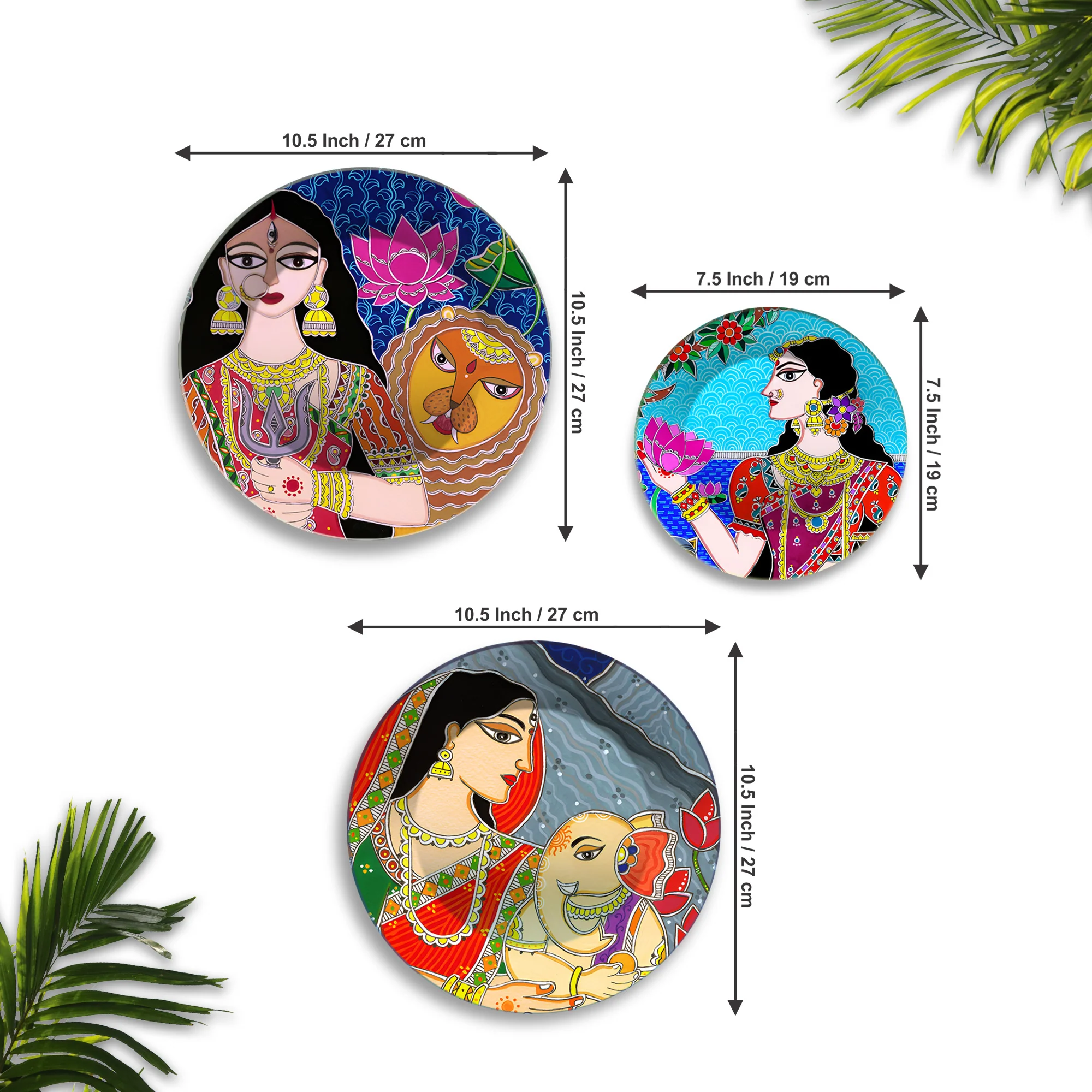 Divine Feminine Power & Peace Premium Wall Plates Painting Set of 3 - Image 6