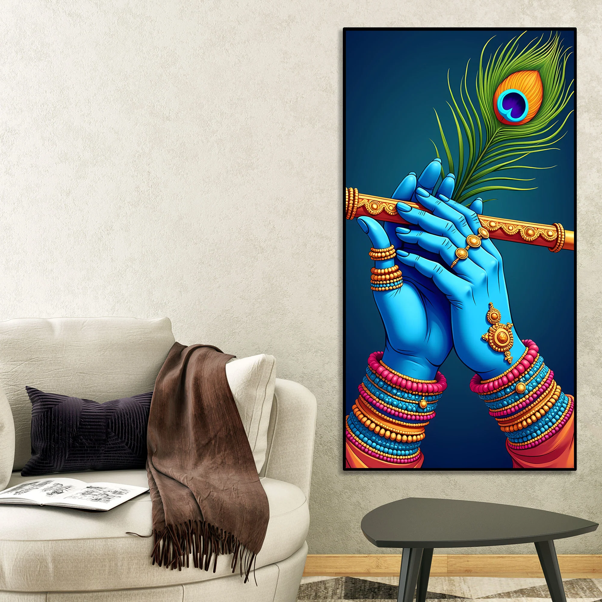 Divine Flute of Lord Krishna Premium Canvas Wall Painting - Image 2