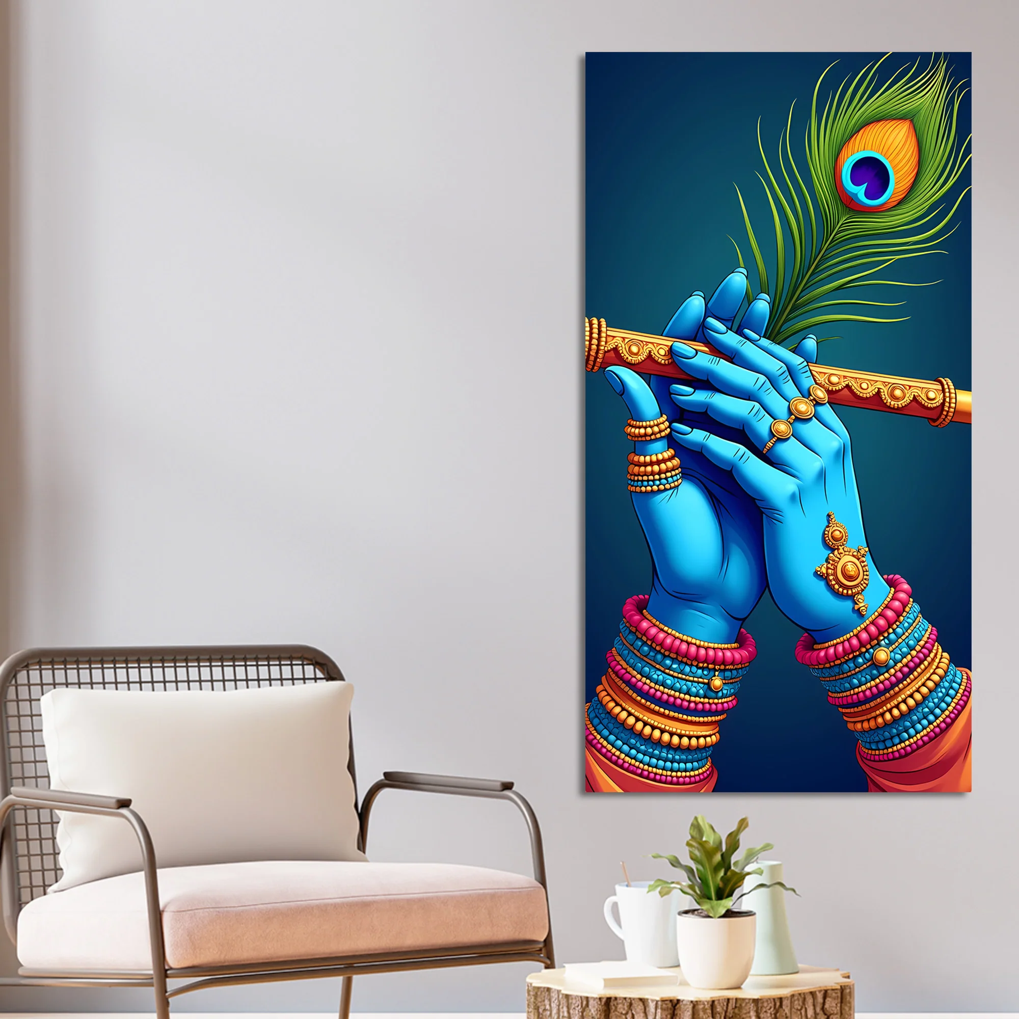 Divine Flute of Lord Krishna Premium Canvas Wall Painting - Image 3