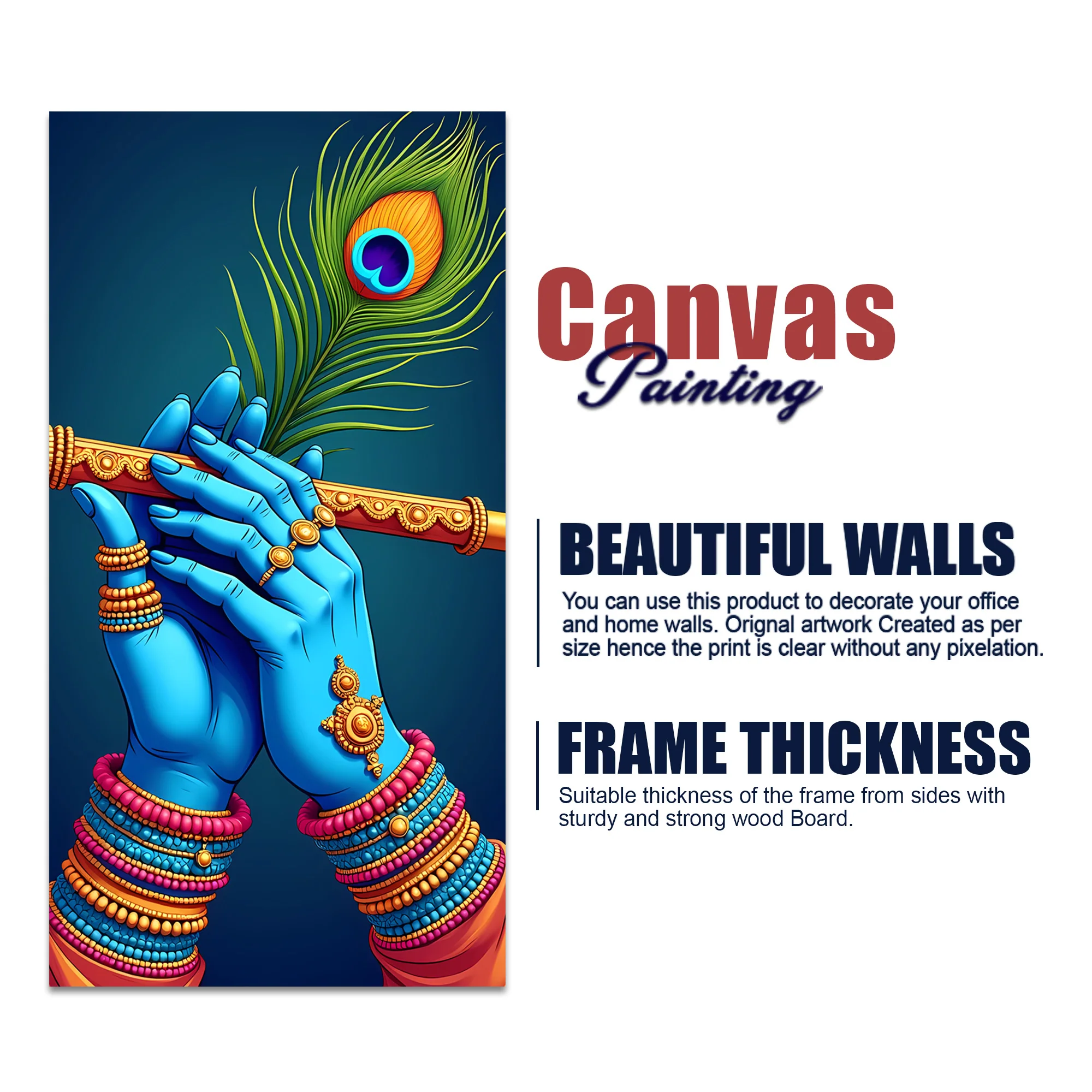 Divine Flute of Lord Krishna Premium Canvas Wall Painting - Image 5