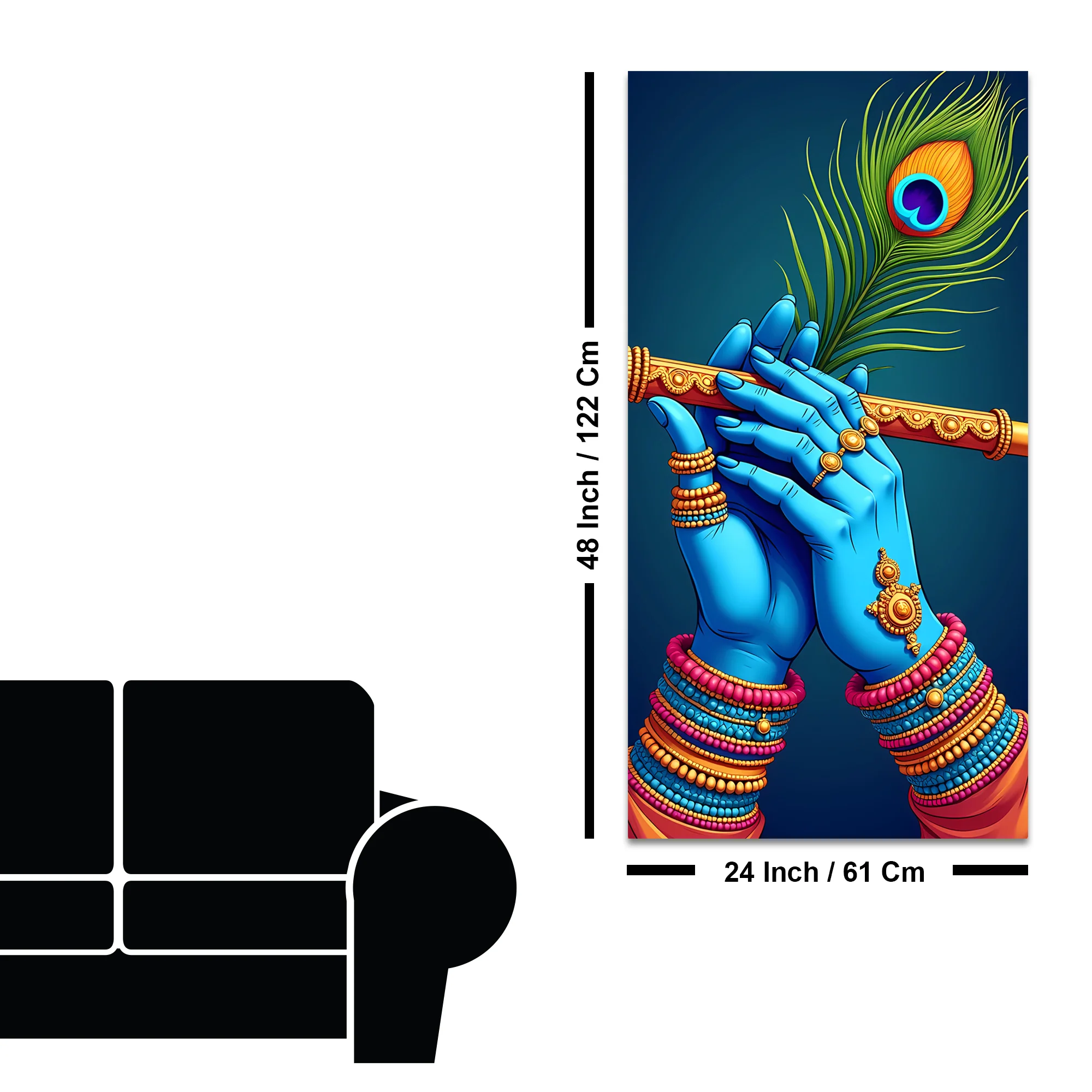 Divine Flute of Lord Krishna Premium Canvas Wall Painting - Image 7
