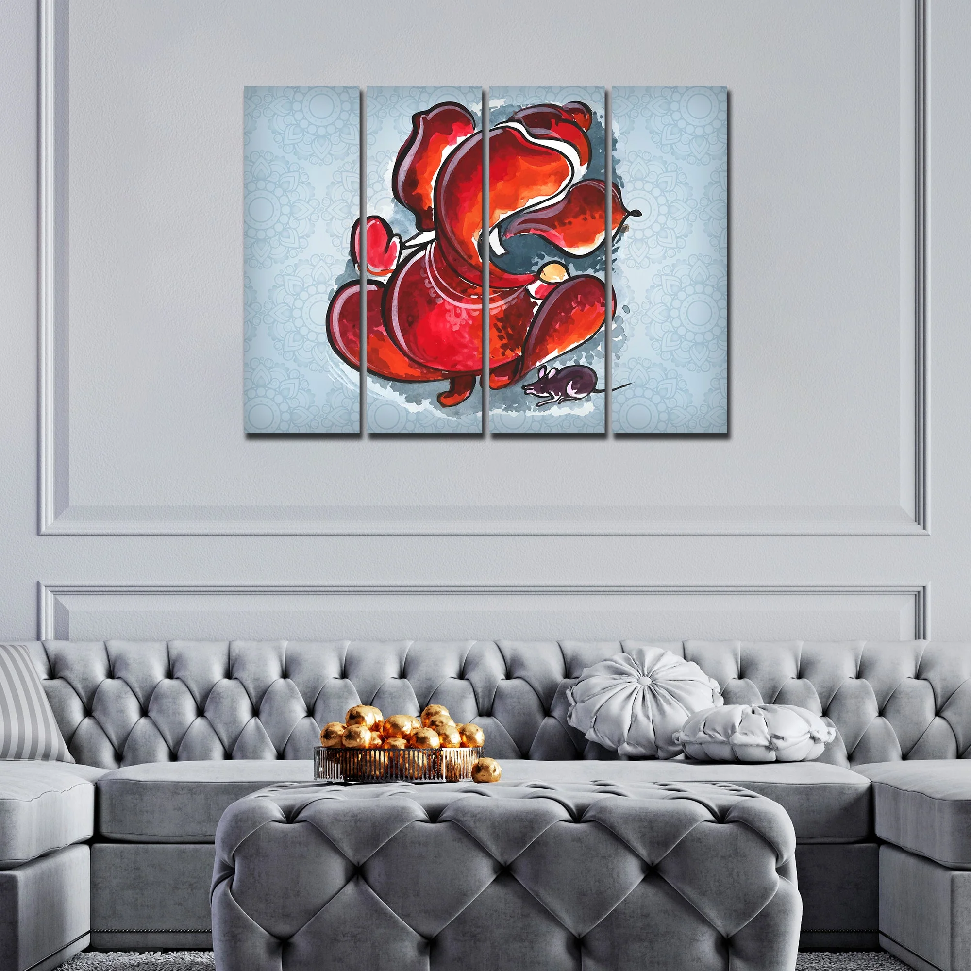 Divine Ganesha Abstract Art Canvas Wall Painting Set of 4 - Image 2