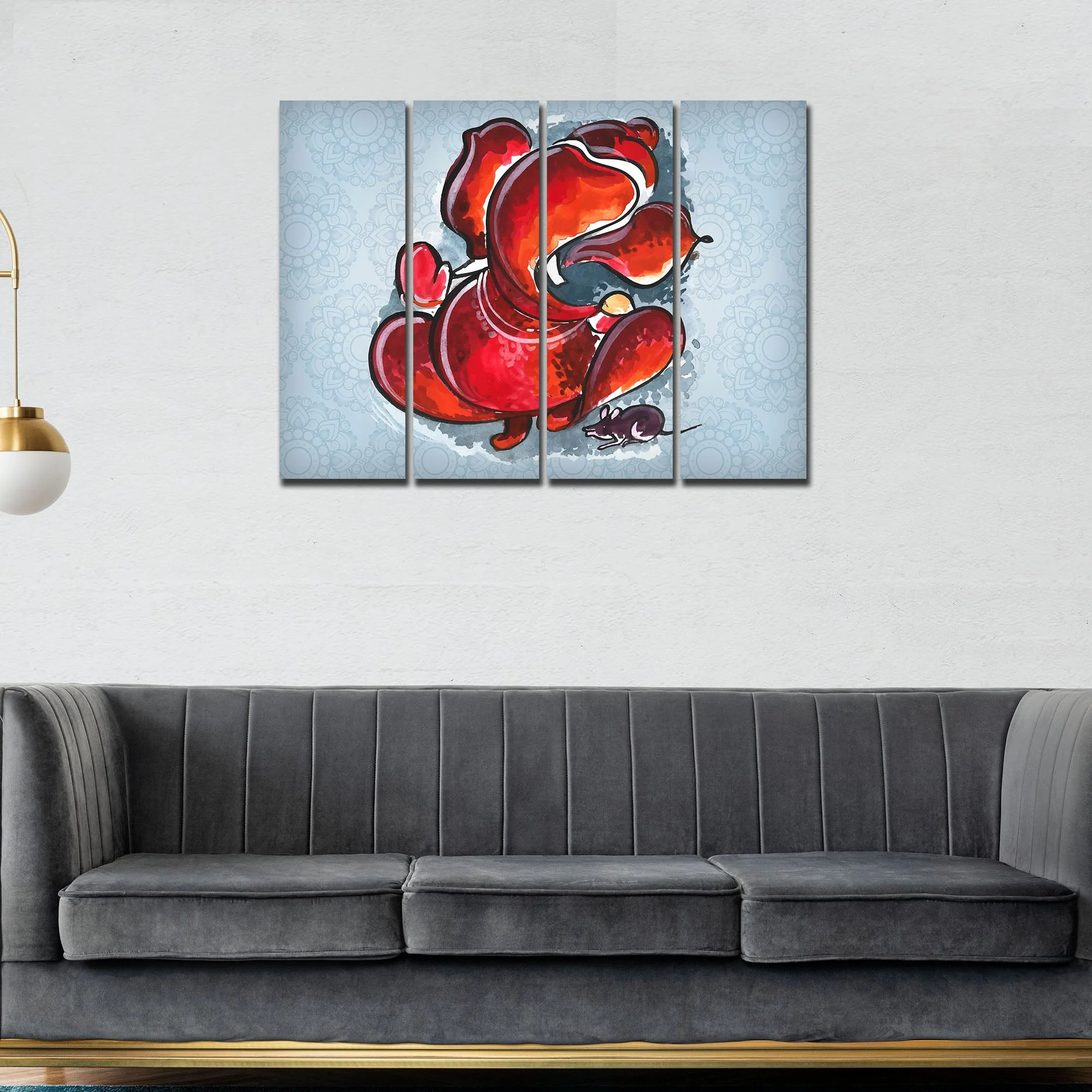 Divine Ganesha Abstract Art Canvas Wall Painting Set of 4 - Image 3