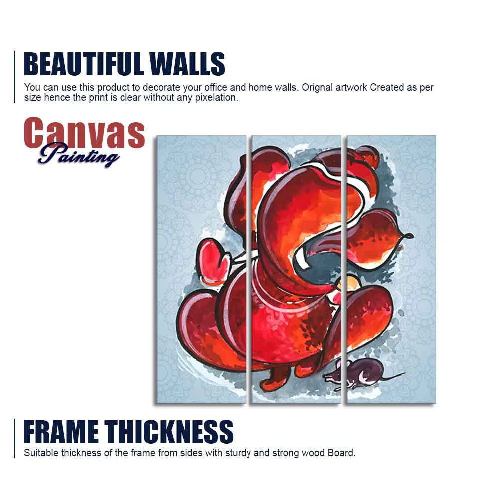 Divine Ganesha Abstract Art Canvas Wall Painting Set of Three - Image 6