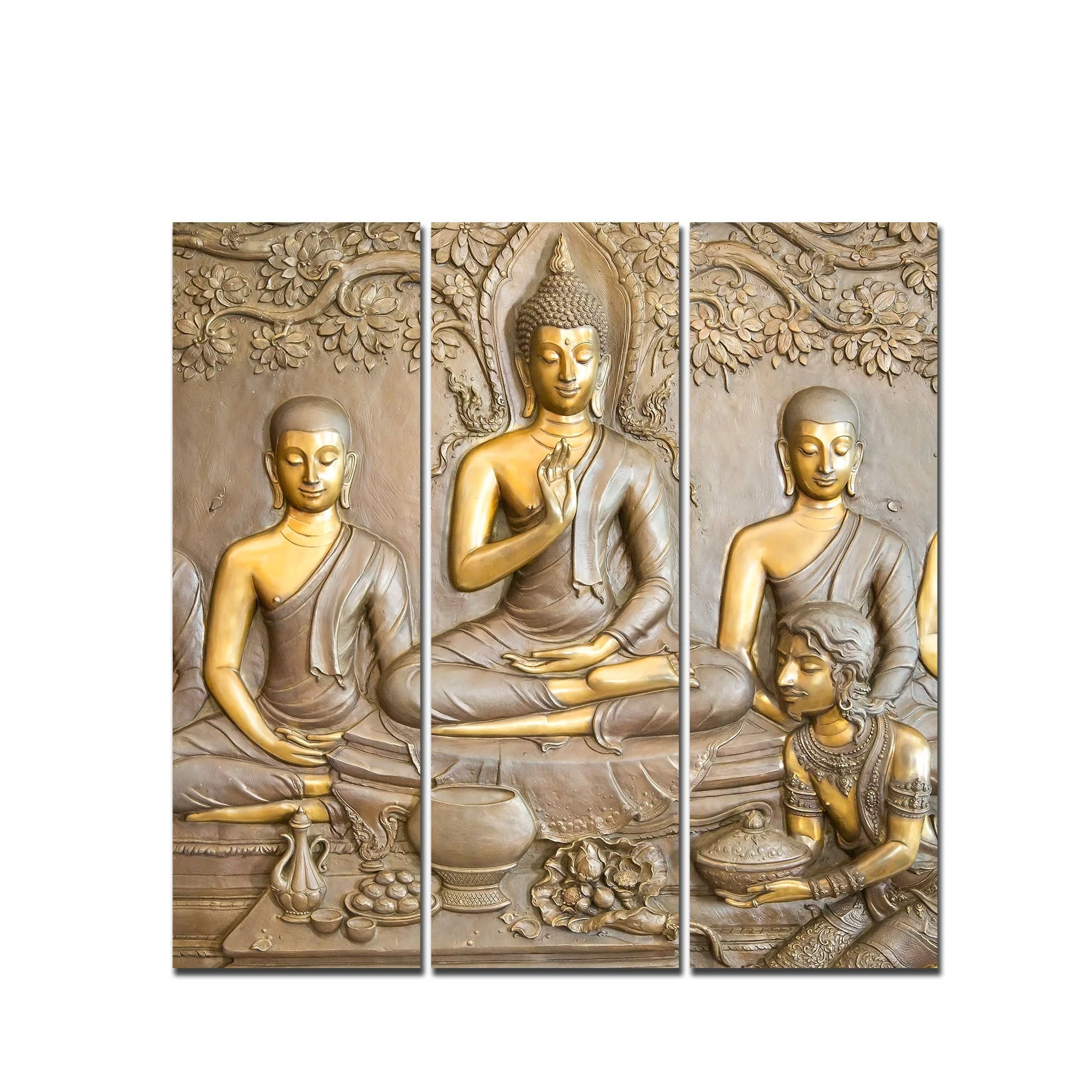 Divine God Buddha Wall Painting of Three Pieces - Image 4