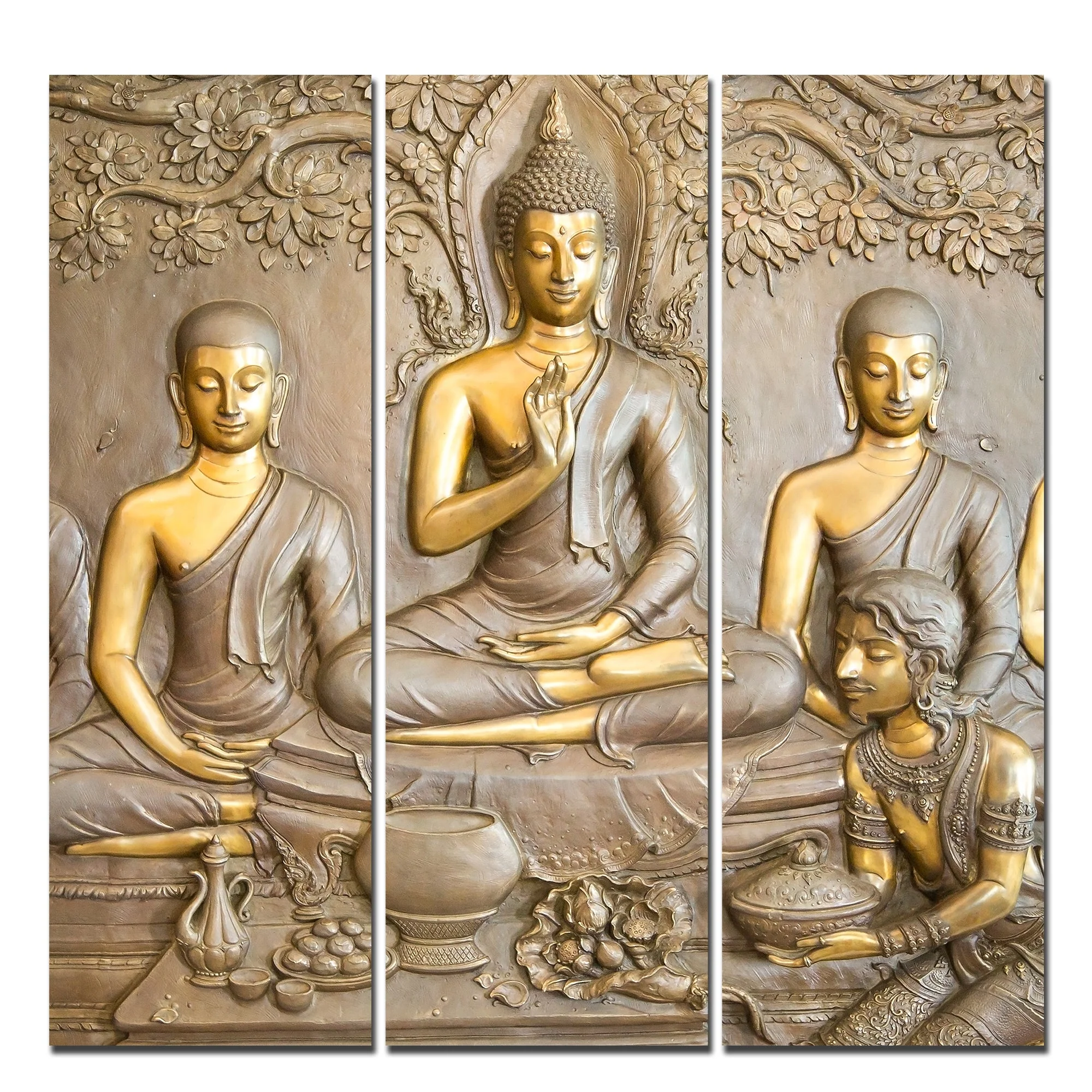 Divine God Buddha Wall Painting of Three Pieces - Image 5
