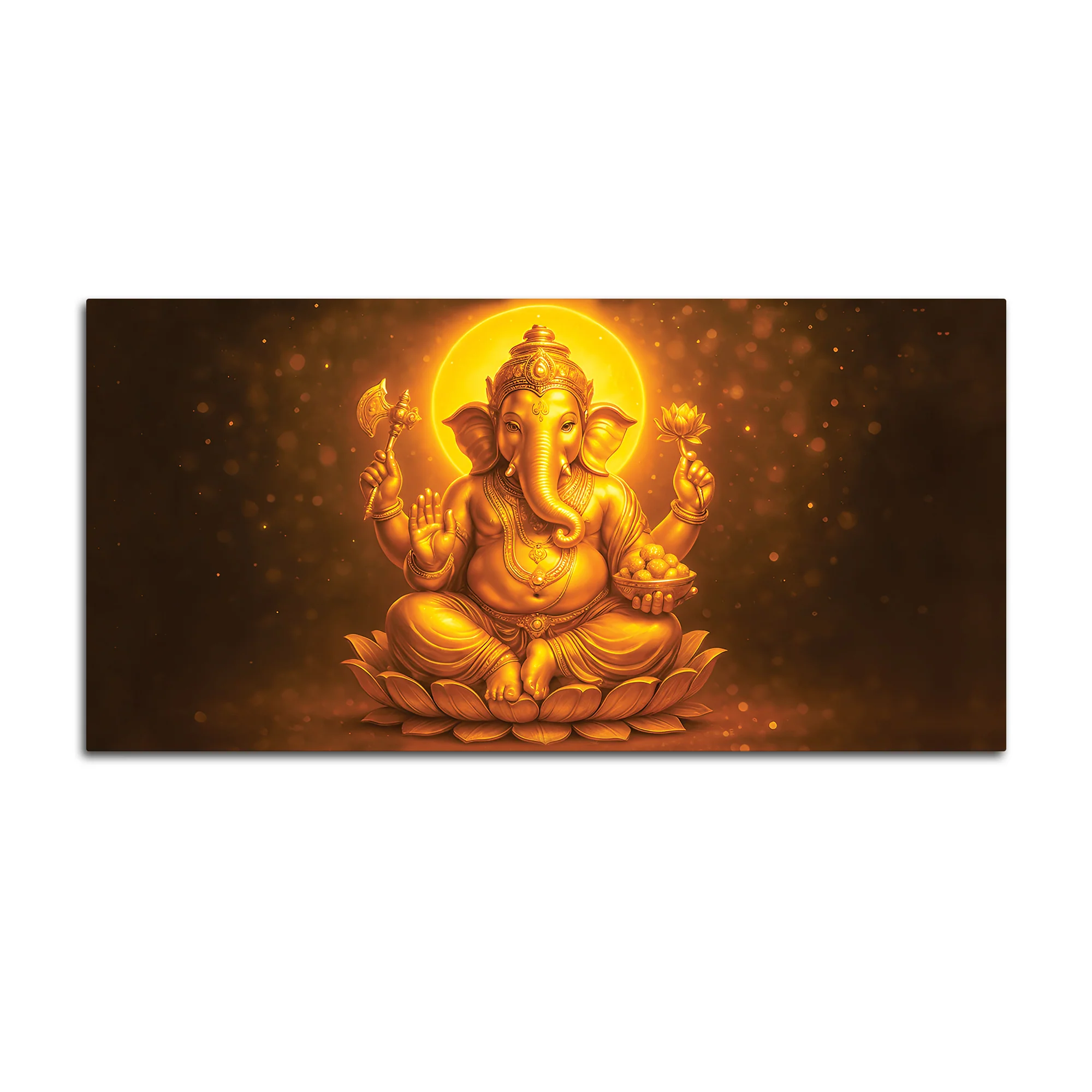 Divine Golden Ganpati Canvas Wall Painting for Home & Pooja Spaces – Modern Spiritual Wall Decor - Image 4