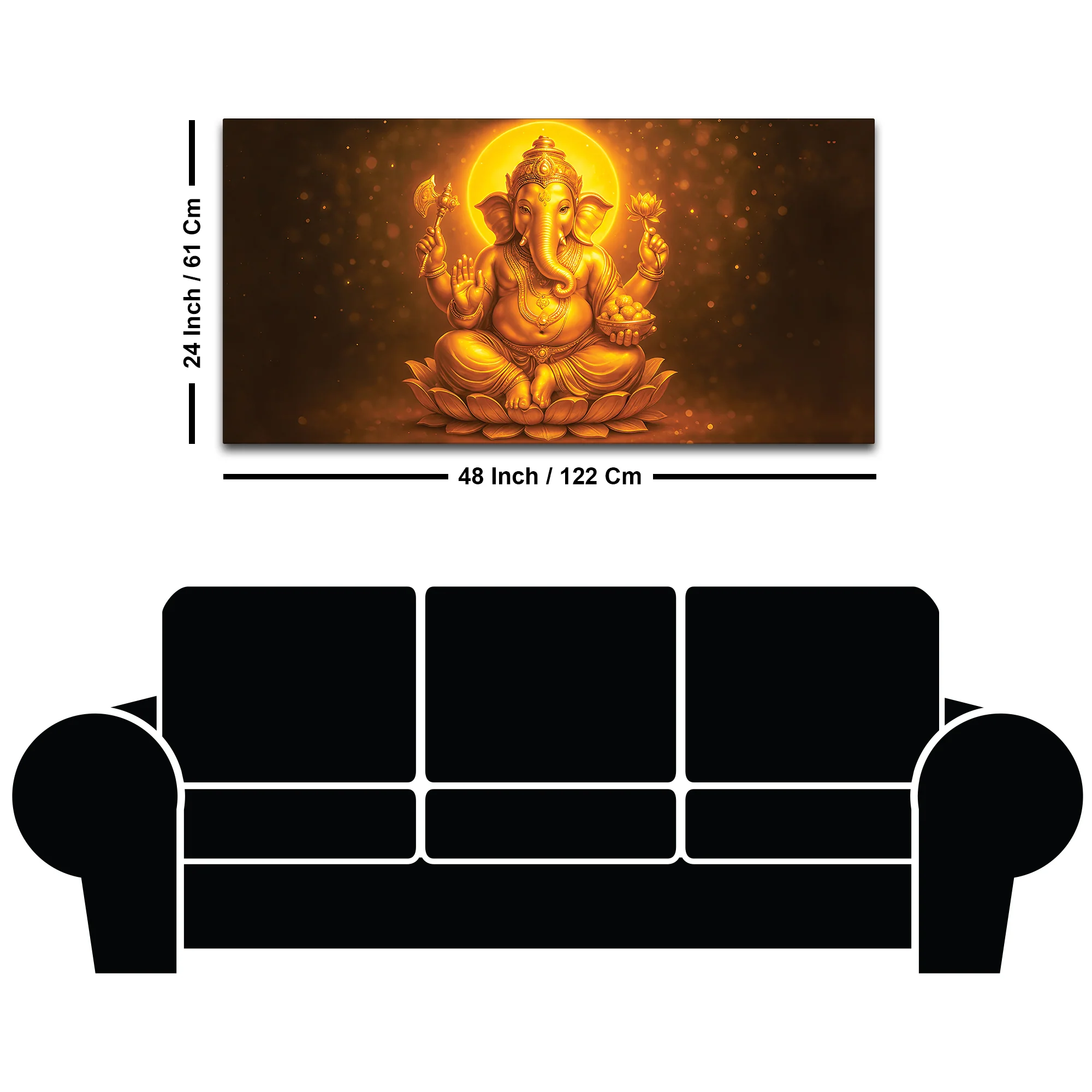 Divine Golden Ganpati Canvas Wall Painting for Home & Pooja Spaces – Modern Spiritual Wall Decor - Image 8
