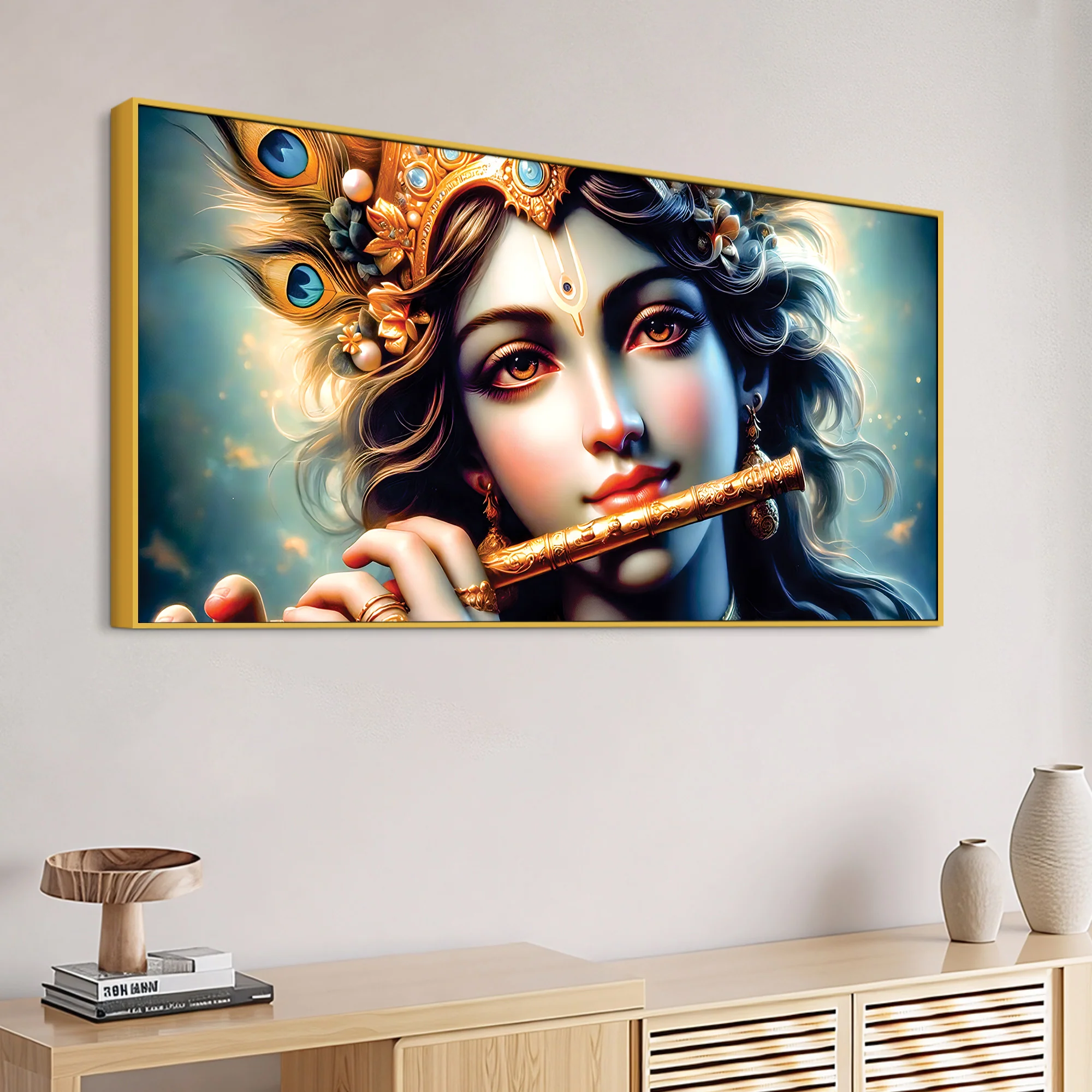Divine Krishna Canvas Painting for Elegant Living Room Wall - Image 5