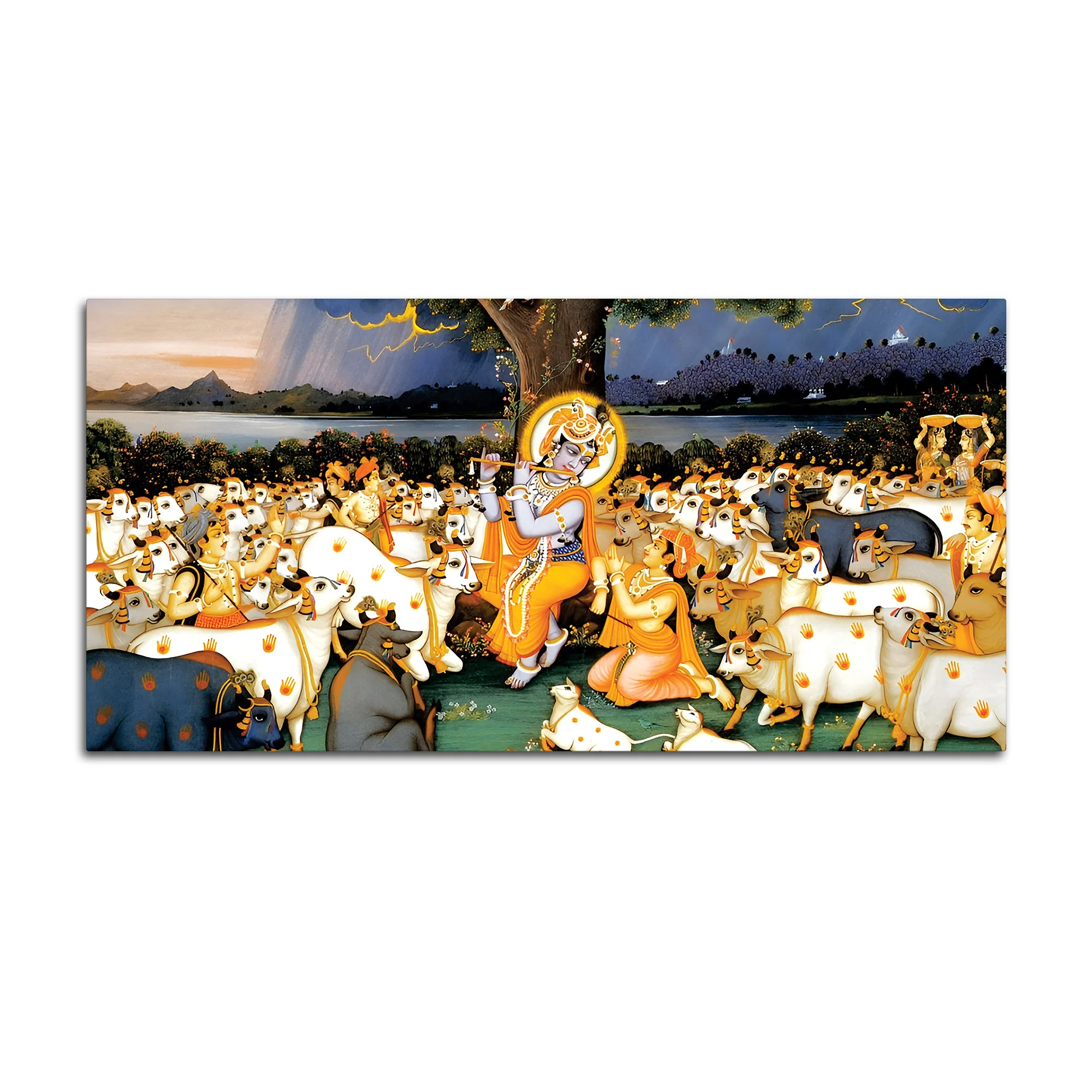 Divine Krishna Cow Herd Premium Wall Painting - Image 7