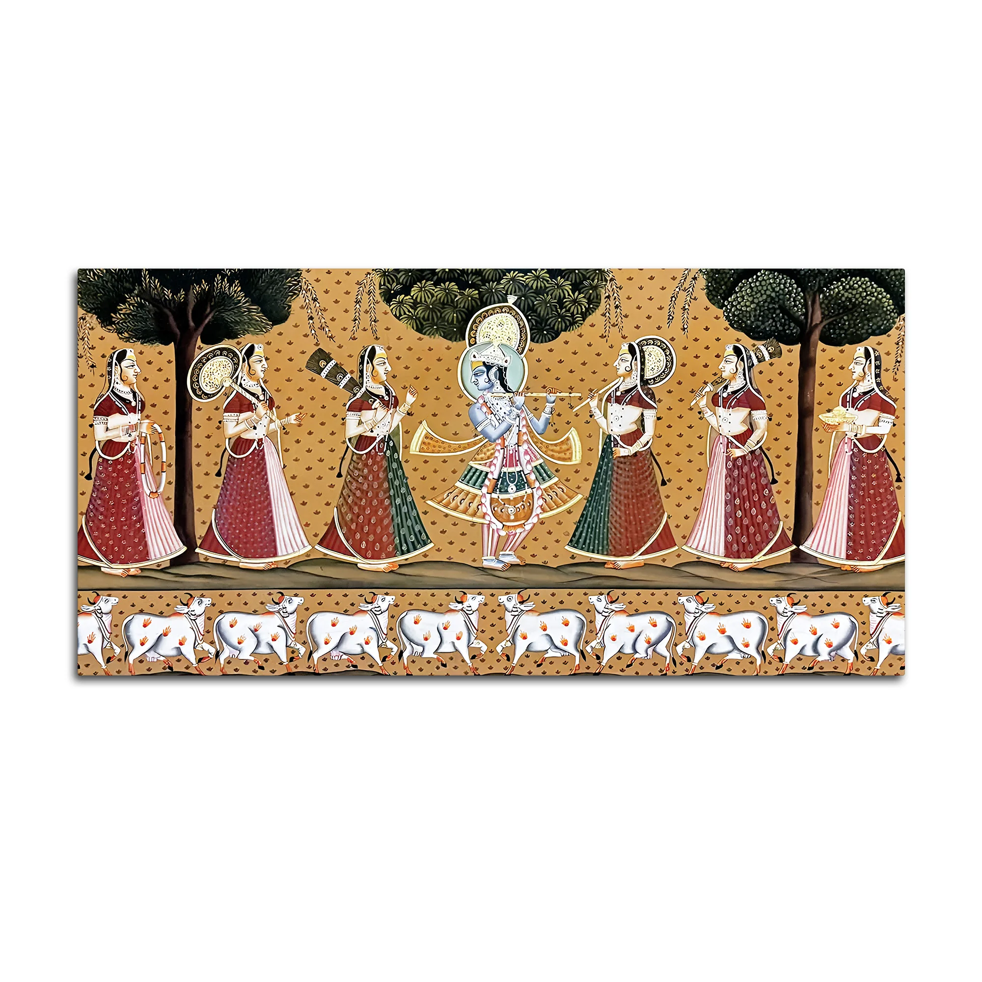 Divine Krishna Raas Leela Pichwai Canvas Wall Painting - Image 7