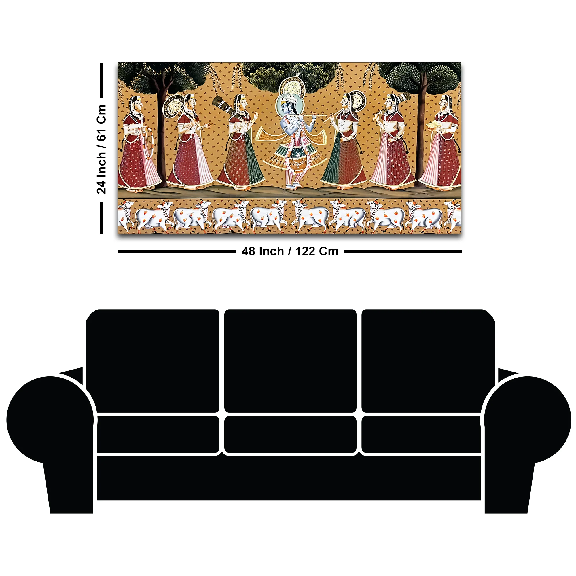 Divine Krishna Raas Leela Pichwai Canvas Wall Painting - Image 8