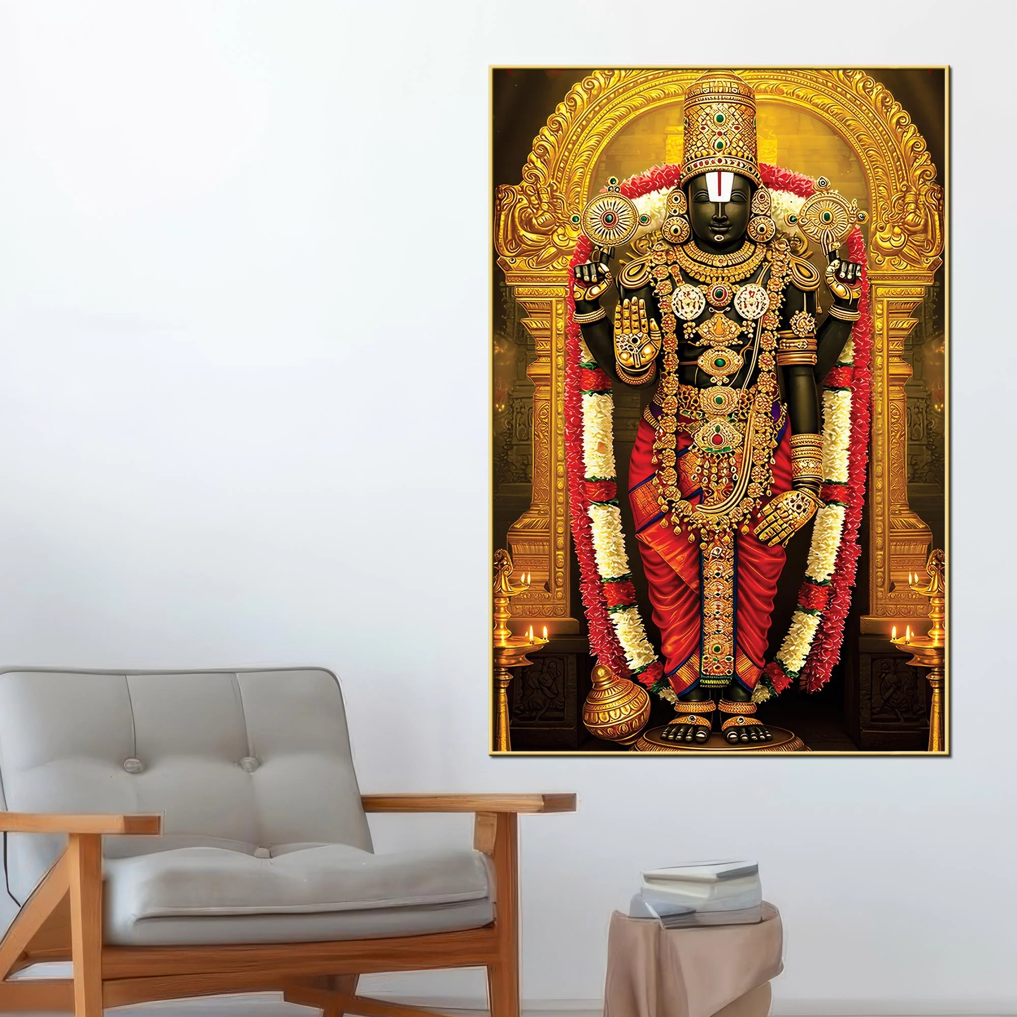 Divine Lord Balaji Wall Canvas Painting | Temple Style Decor