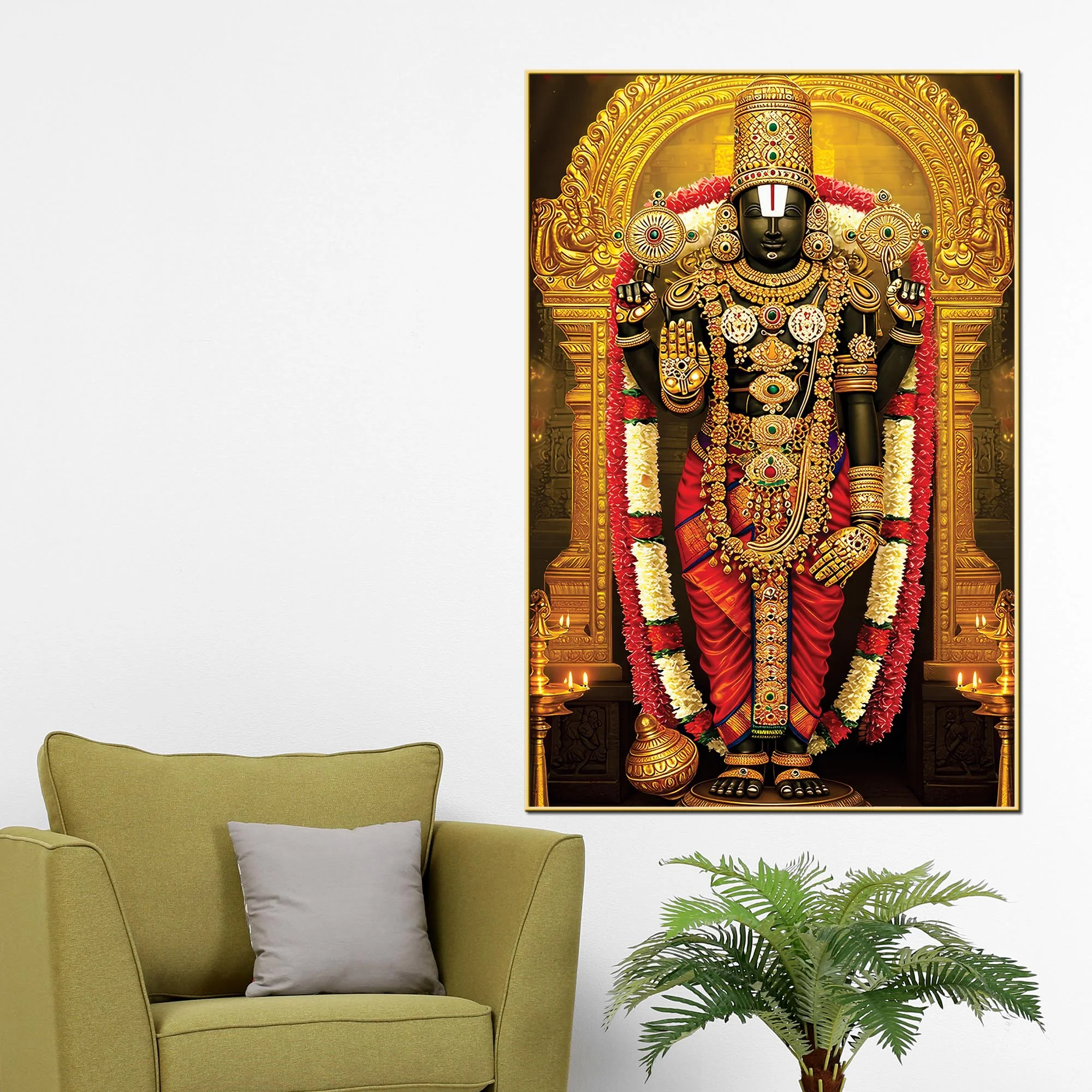 Divine Lord Balaji Wall Canvas Painting | Temple Style Decor - Image 2