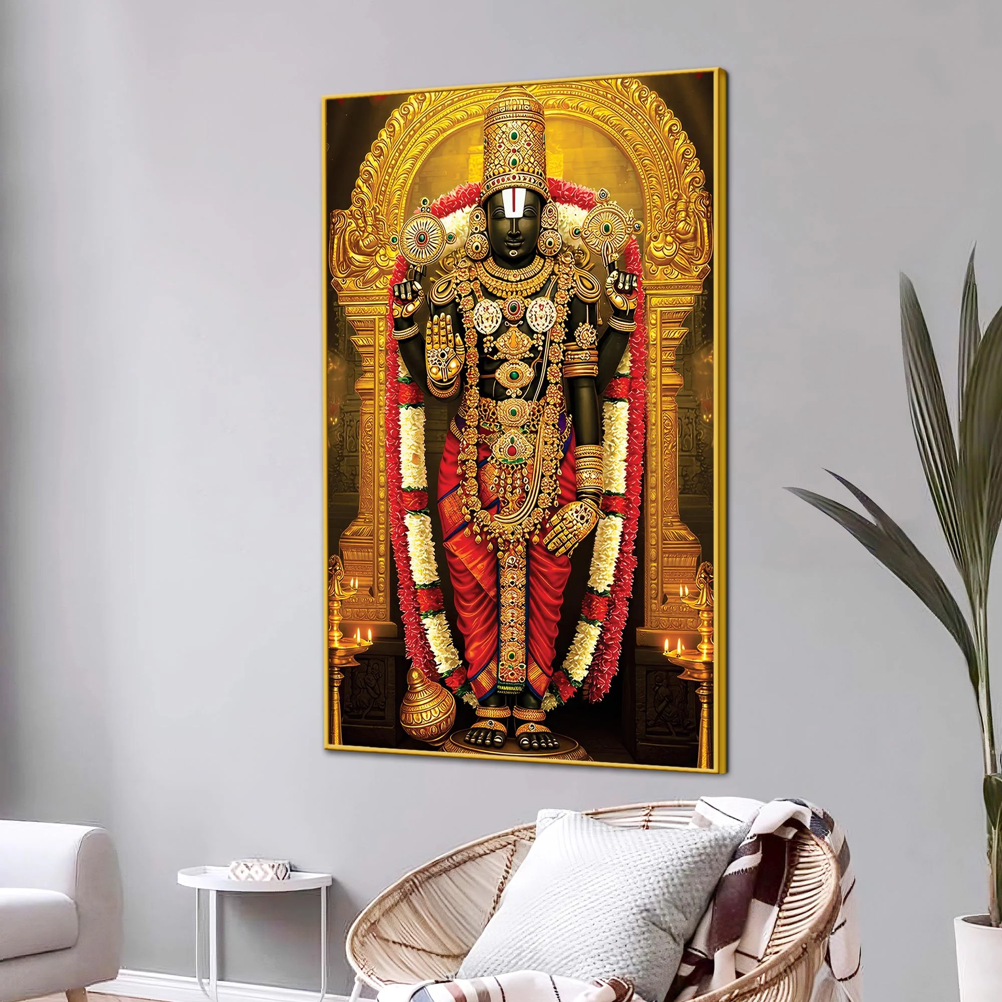 Divine Lord Balaji Wall Canvas Painting | Temple Style Decor - Image 3