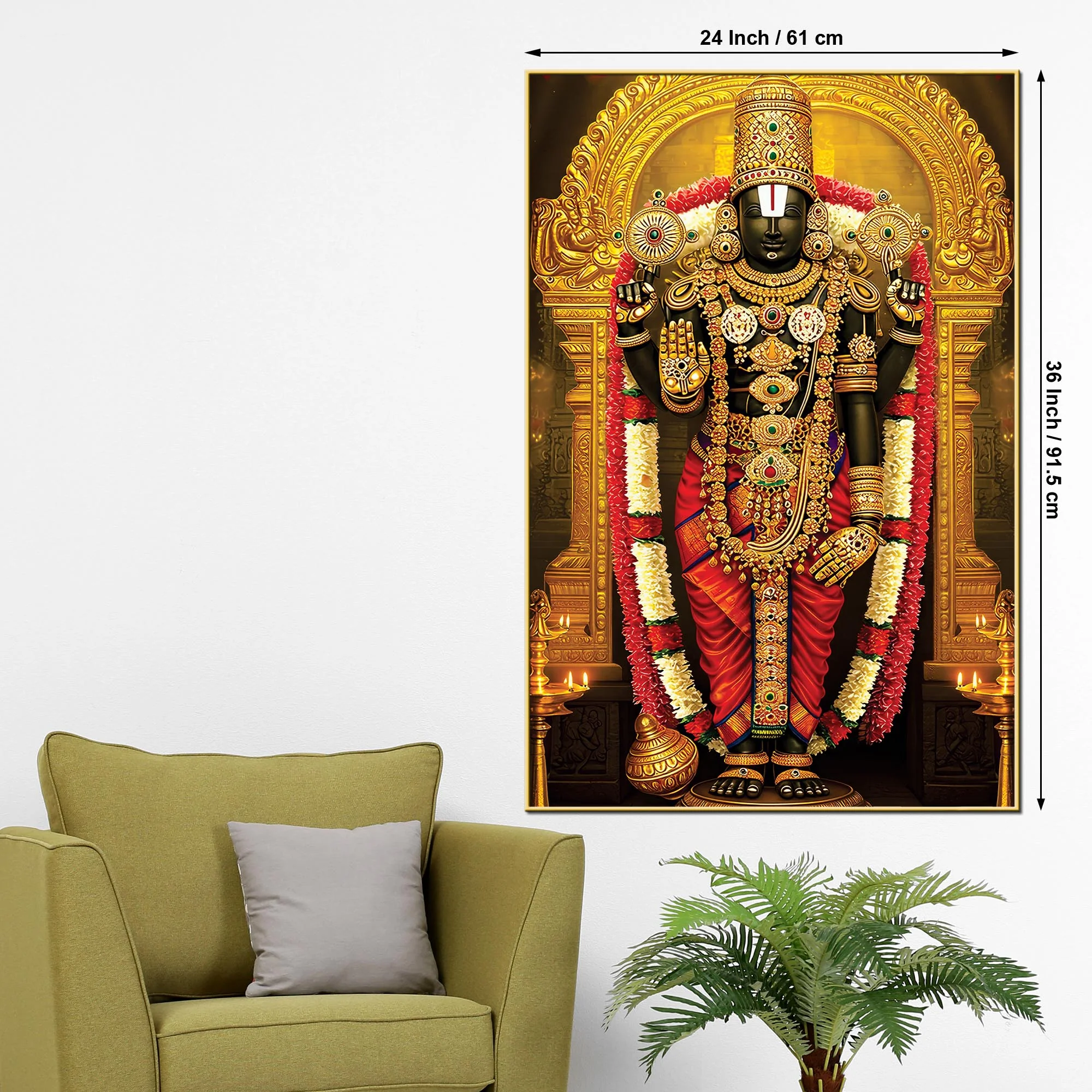 Divine Lord Balaji Wall Canvas Painting | Temple Style Decor - Image 5