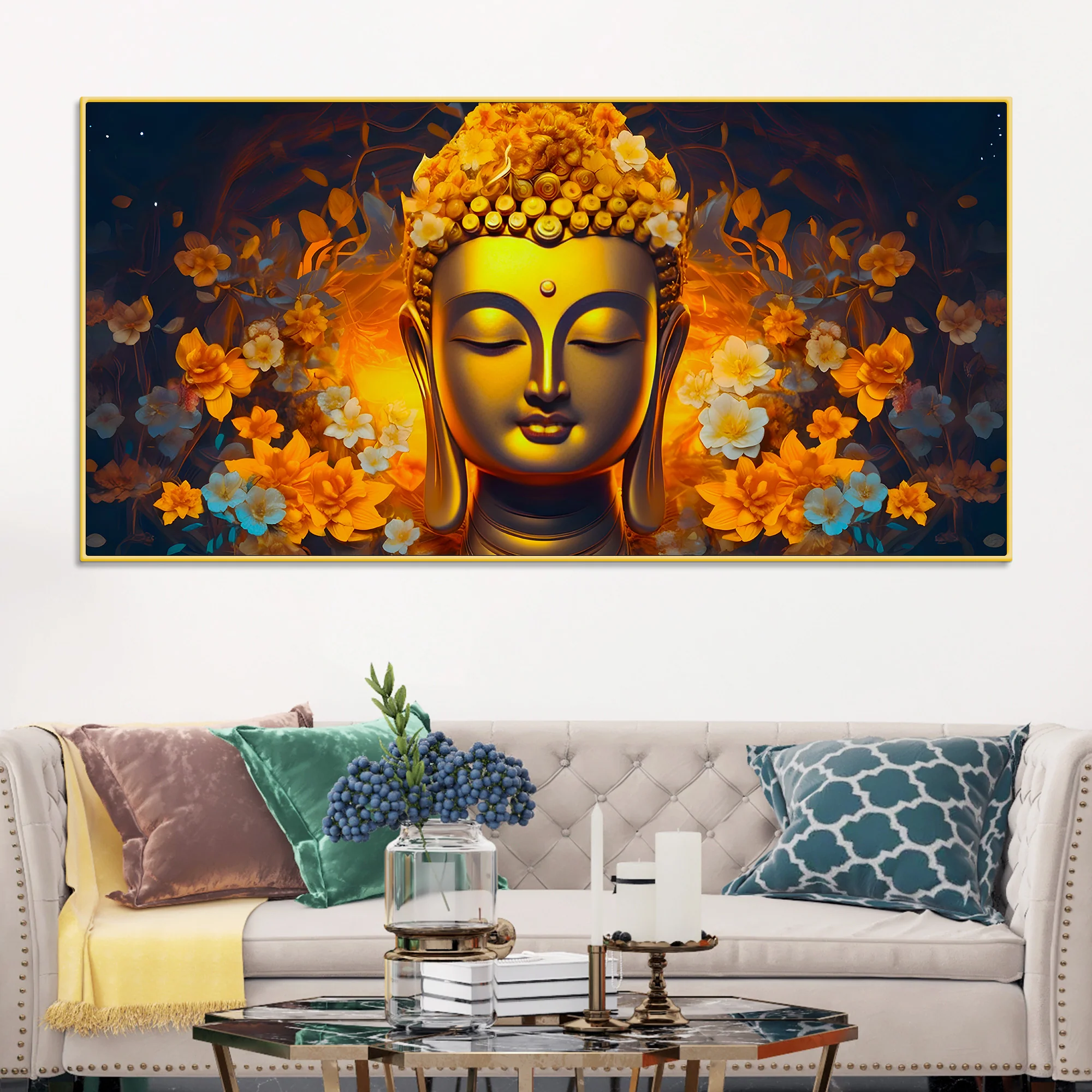 Divine Lord Buddha Canvas Painting for Wall Decoration