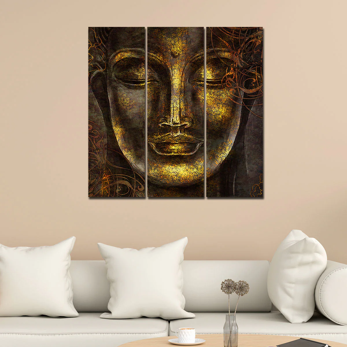 Divine Lord Buddha Sculpture Wall Painting Set of Three - Image 2
