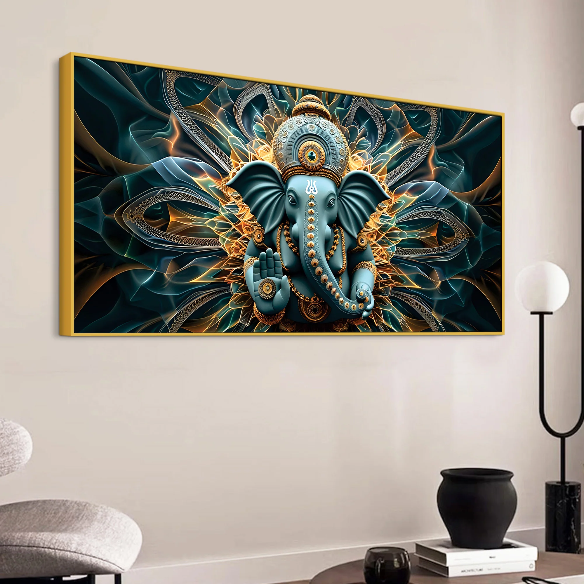 Divine Lord Ganesha abstract Canvas Wall Painting for Home & Office – Modern Devotional Wall Decor - Image 5
