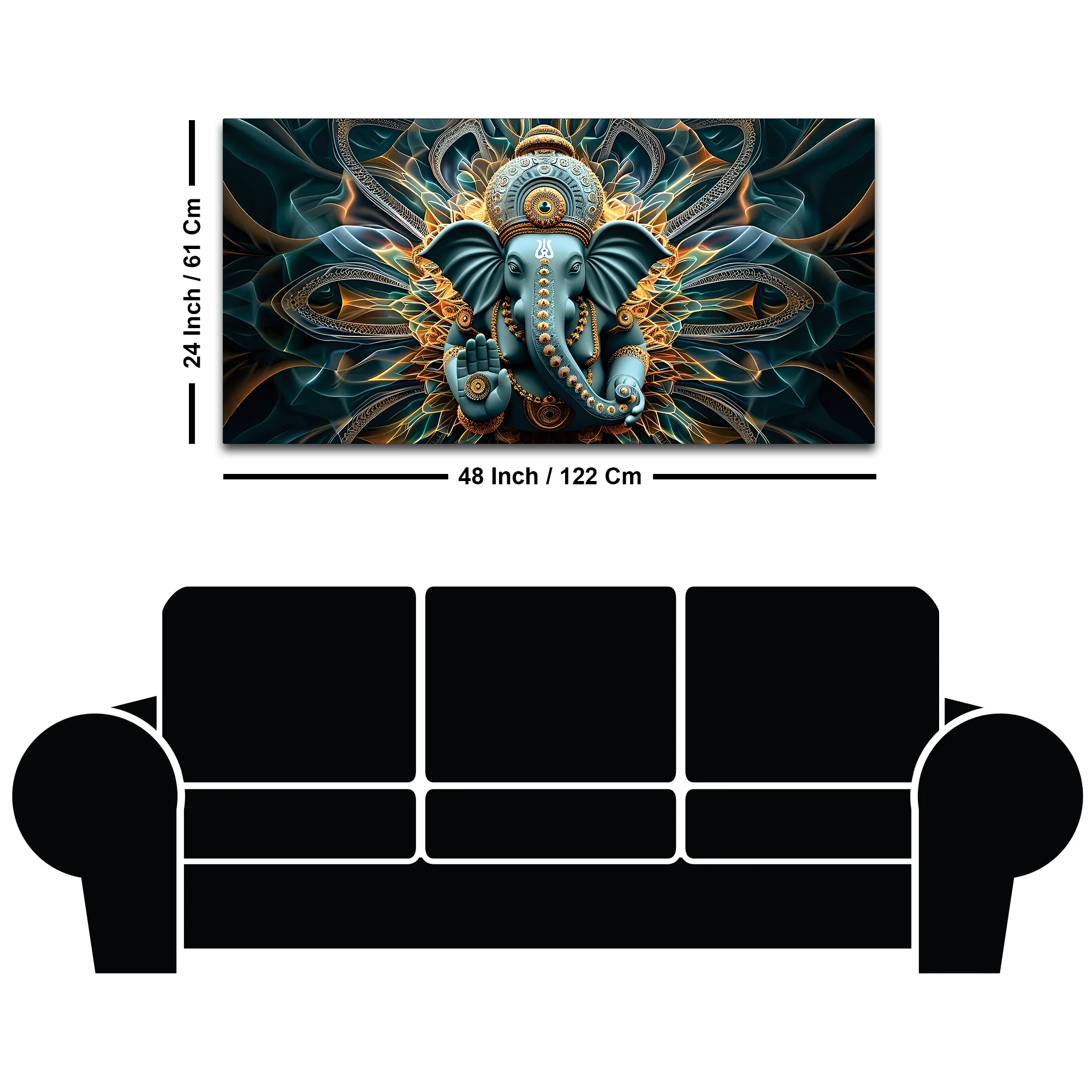 Divine Lord Ganesha abstract Canvas Wall Painting for Home & Office – Modern Devotional Wall Decor - Image 8