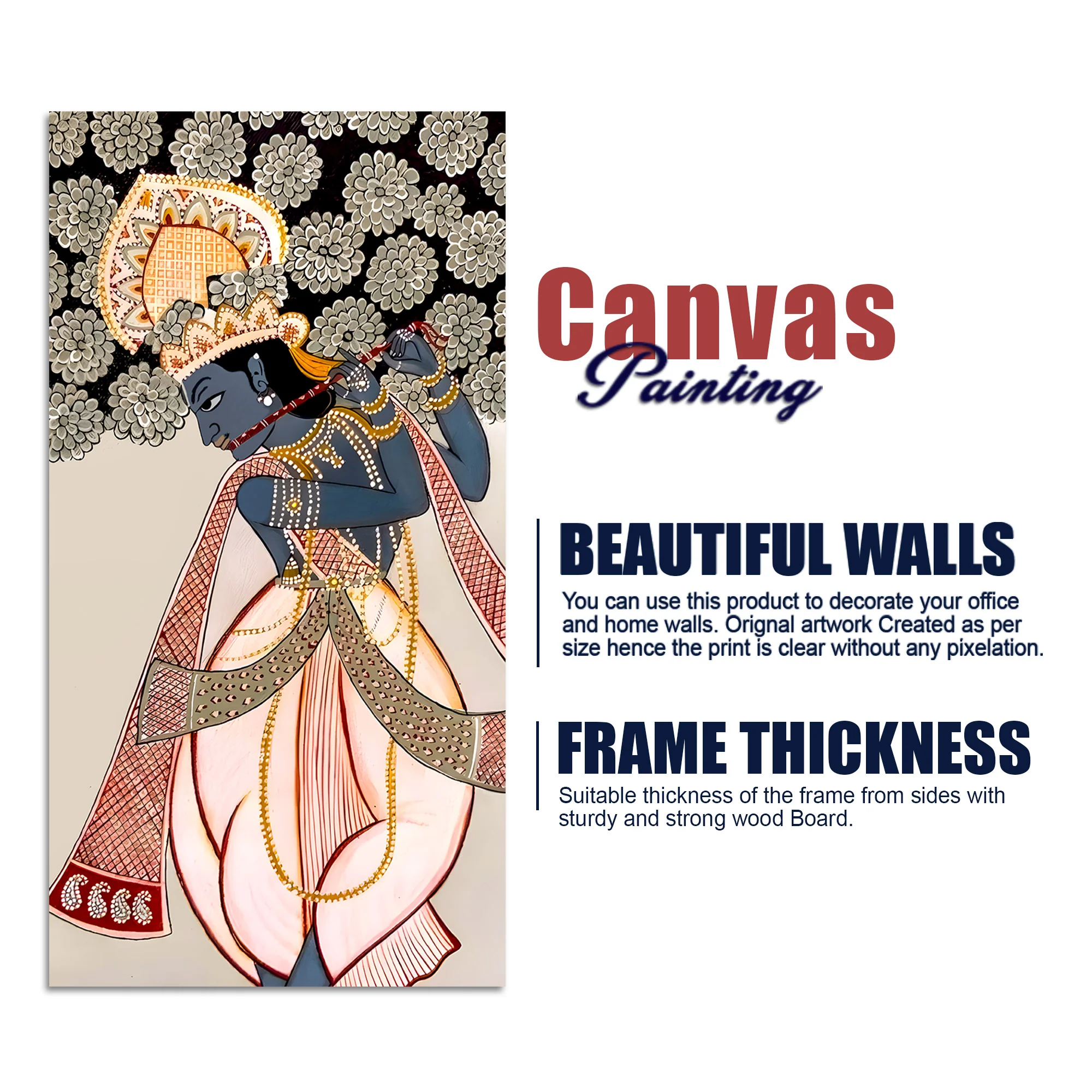 Divine Lord Krishna Canvas Painting | Elegant Spiritual Home Wall Decor - Image 7