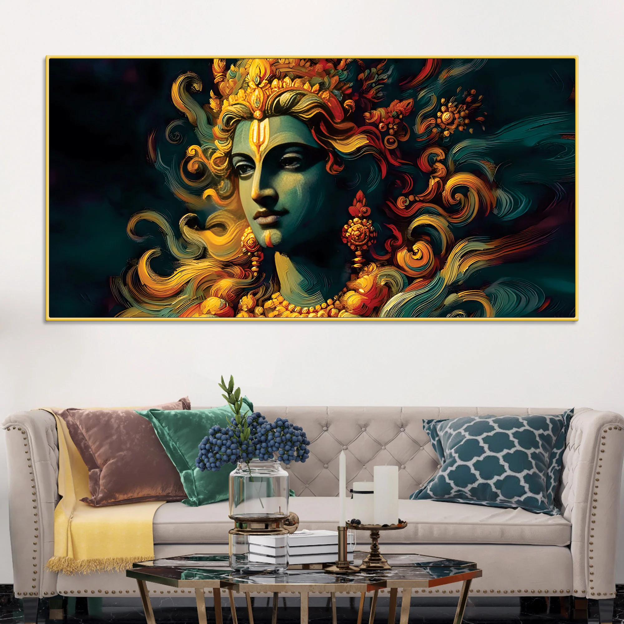 Divine Lord Krishna Canvas Painting for Wall Decor - Image 2