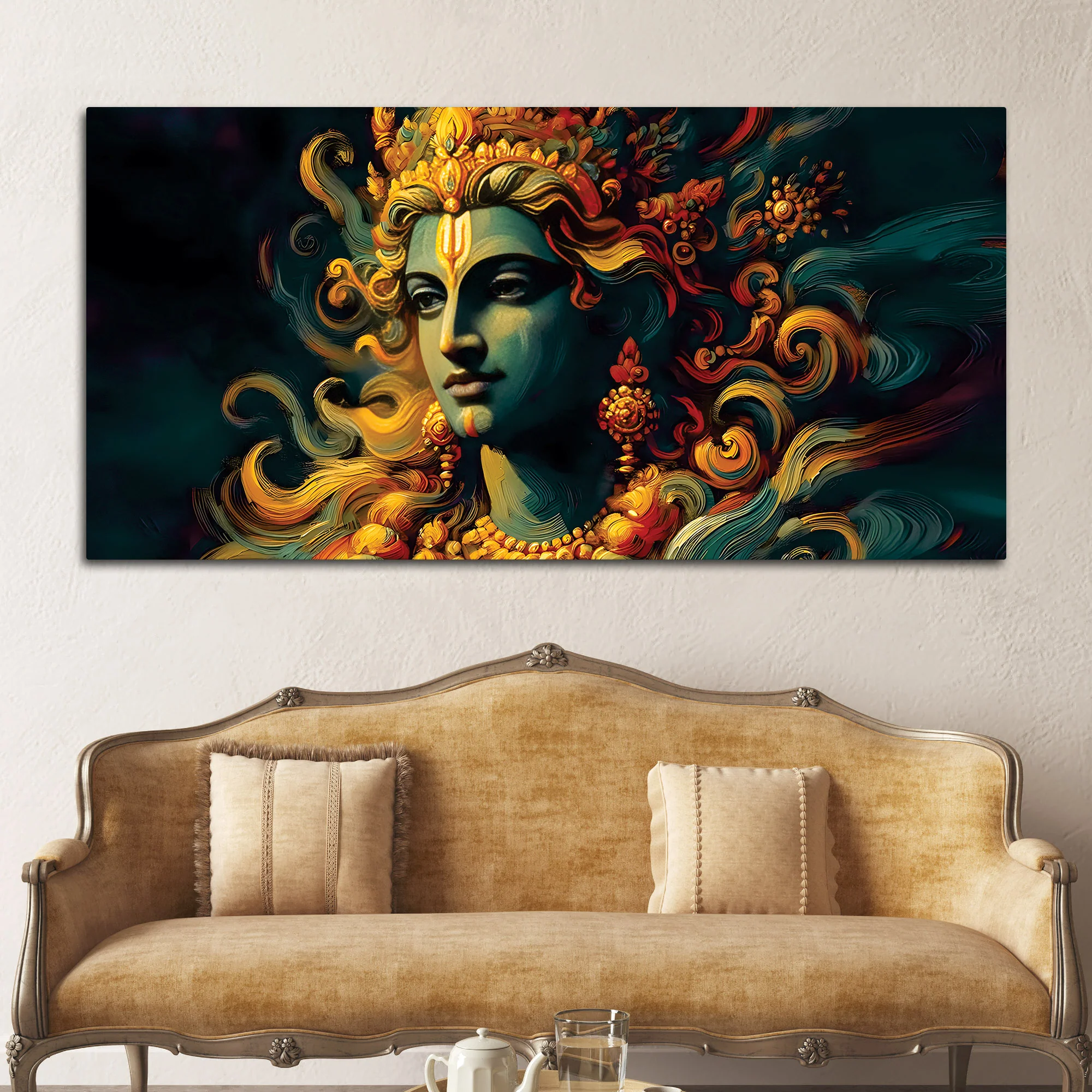 Divine Lord Krishna Canvas Painting for Wall Decor - Image 3