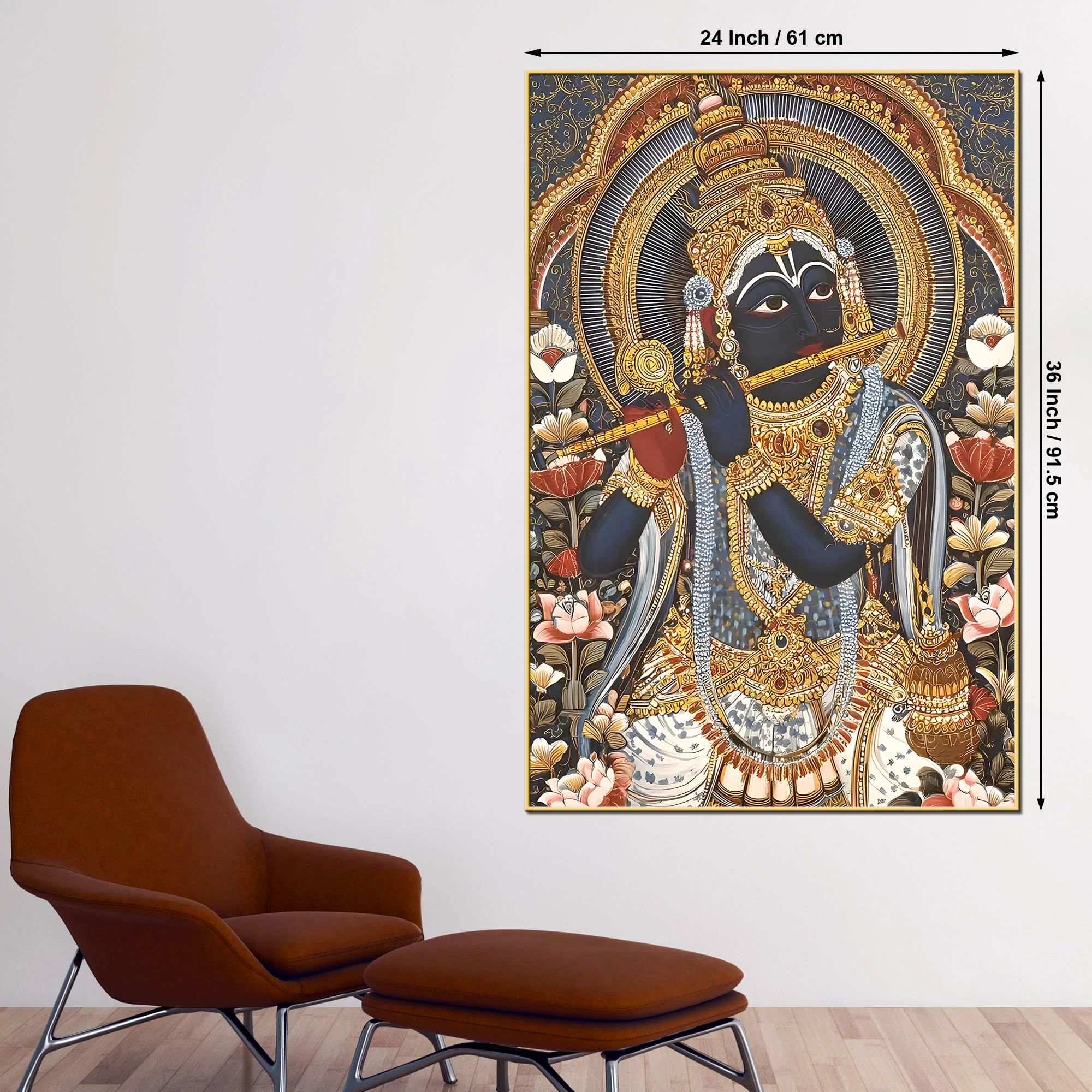 Divine Lord Krishna Murli Art Canvas Wall Painting - Image 5